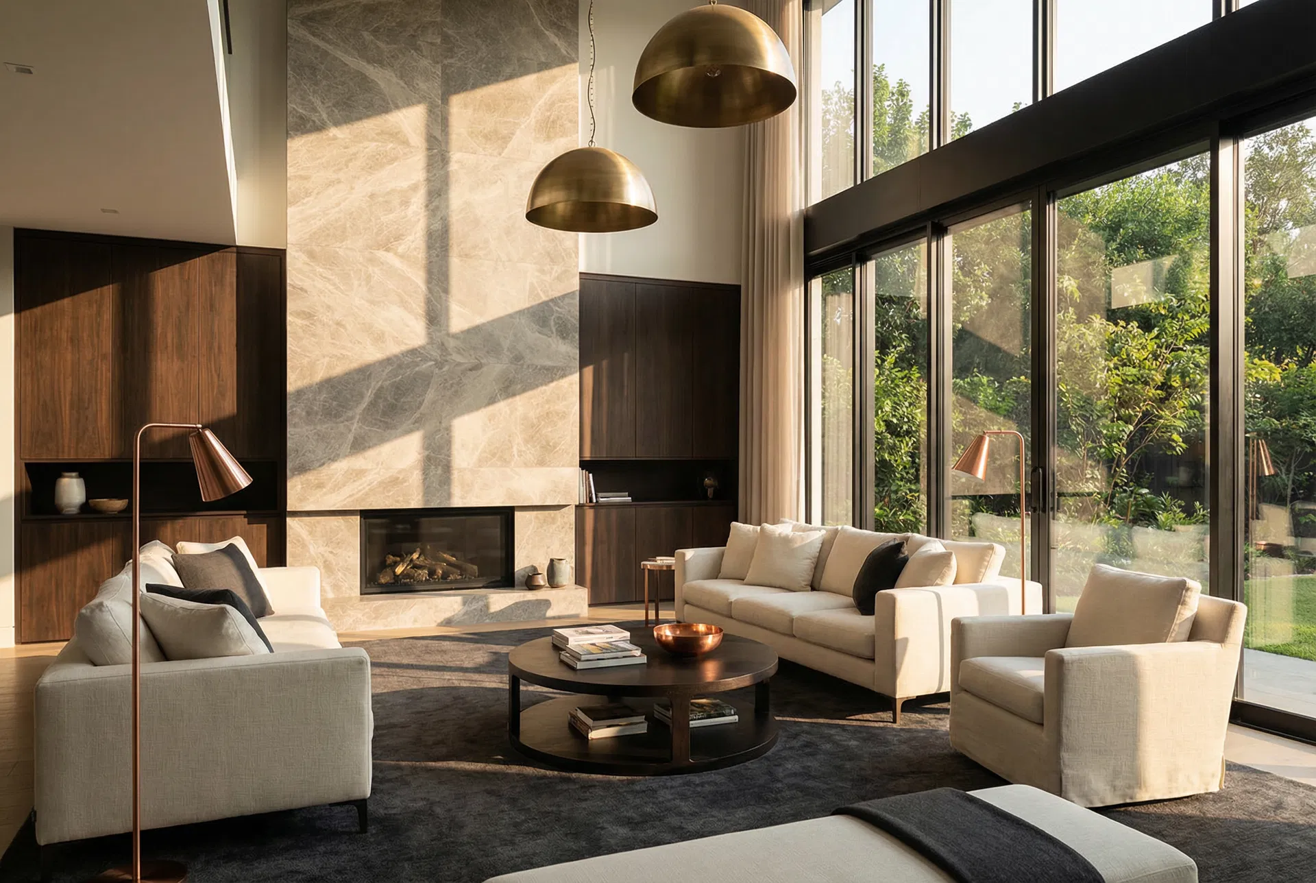 Luxury interior with natural stone and custom millwork