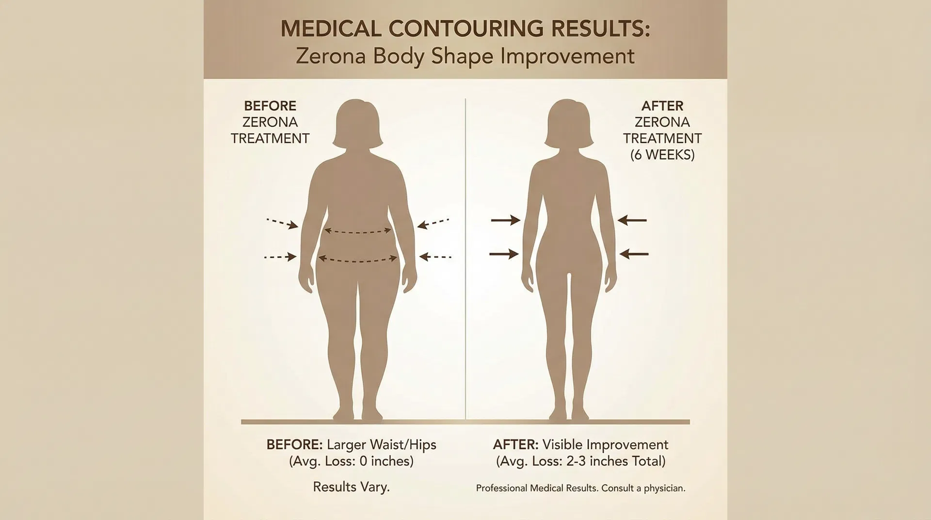 Body contouring results visualization showing silhouette improvement
