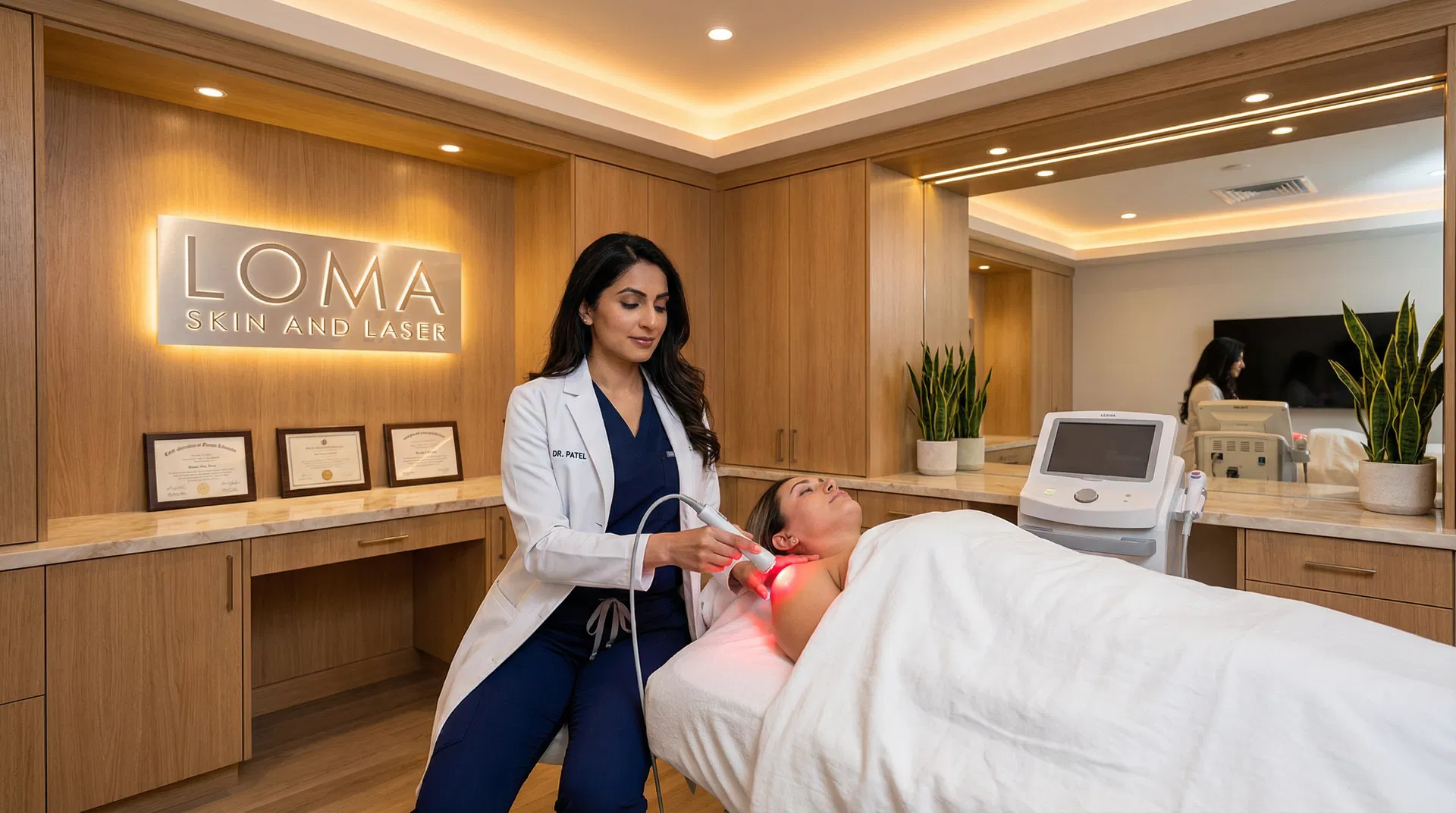 Cold laser therapy treatment room at Loma Skin and Laser