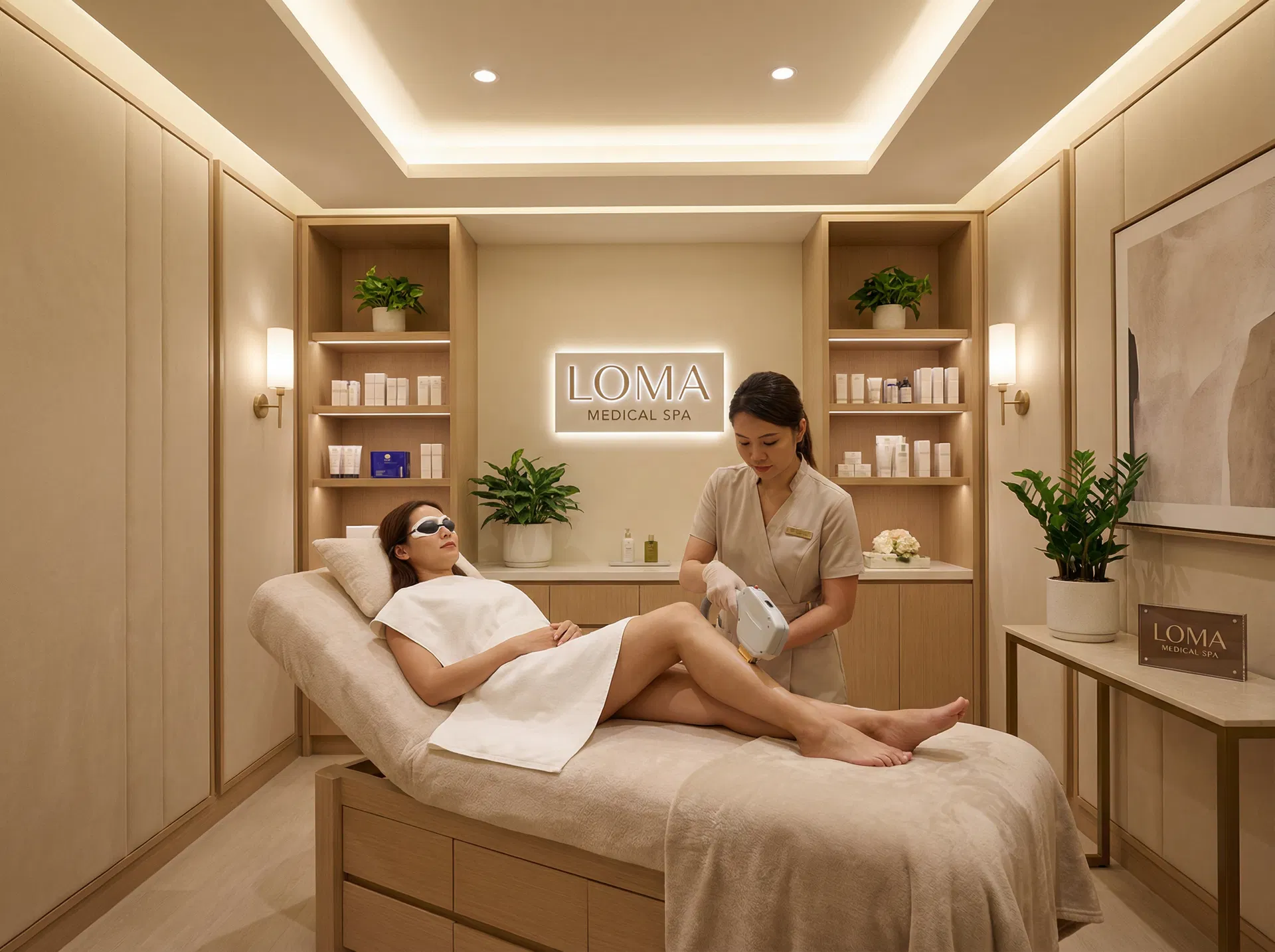 Professional laser hair removal treatment room at Loma Skin and Laser in Scottsdale