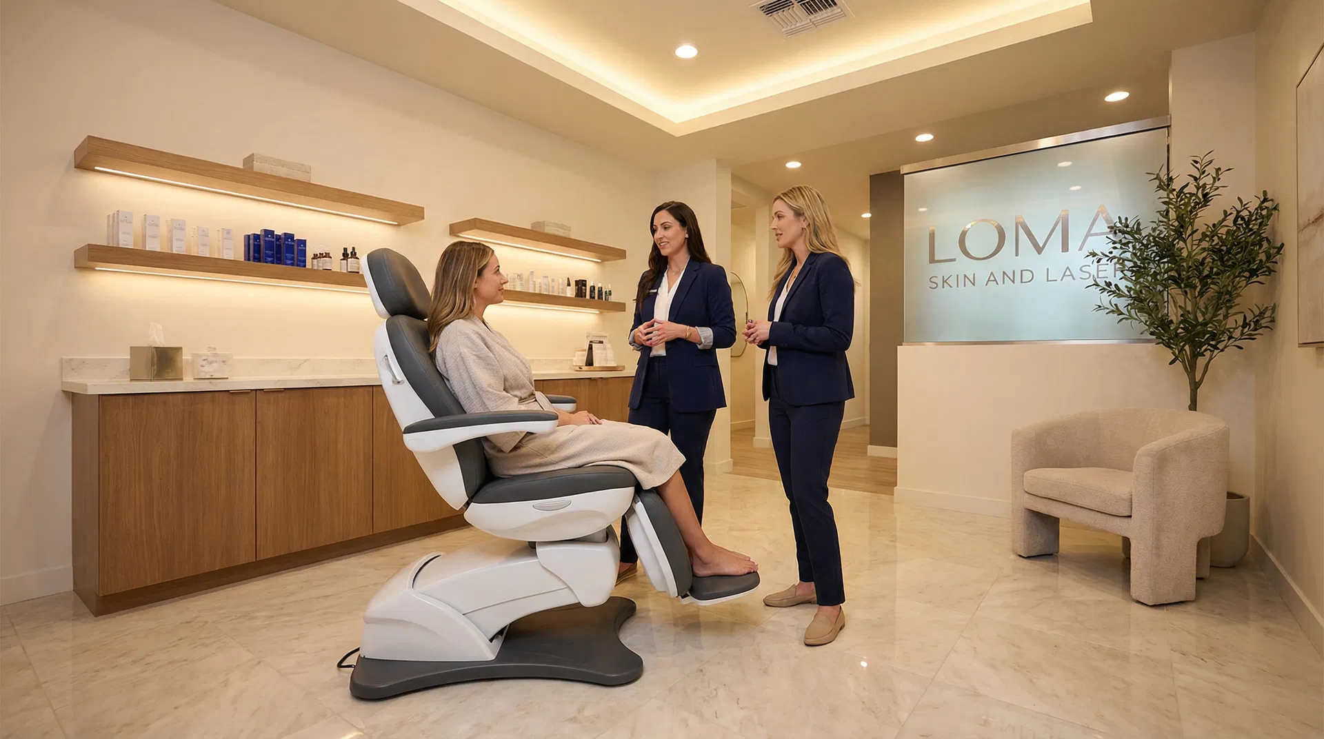 Professional consultation for pelvic floor training in Scottsdale at luxury Loma Skin and Laser clinic with healthcare provider and patient discussing treatment options