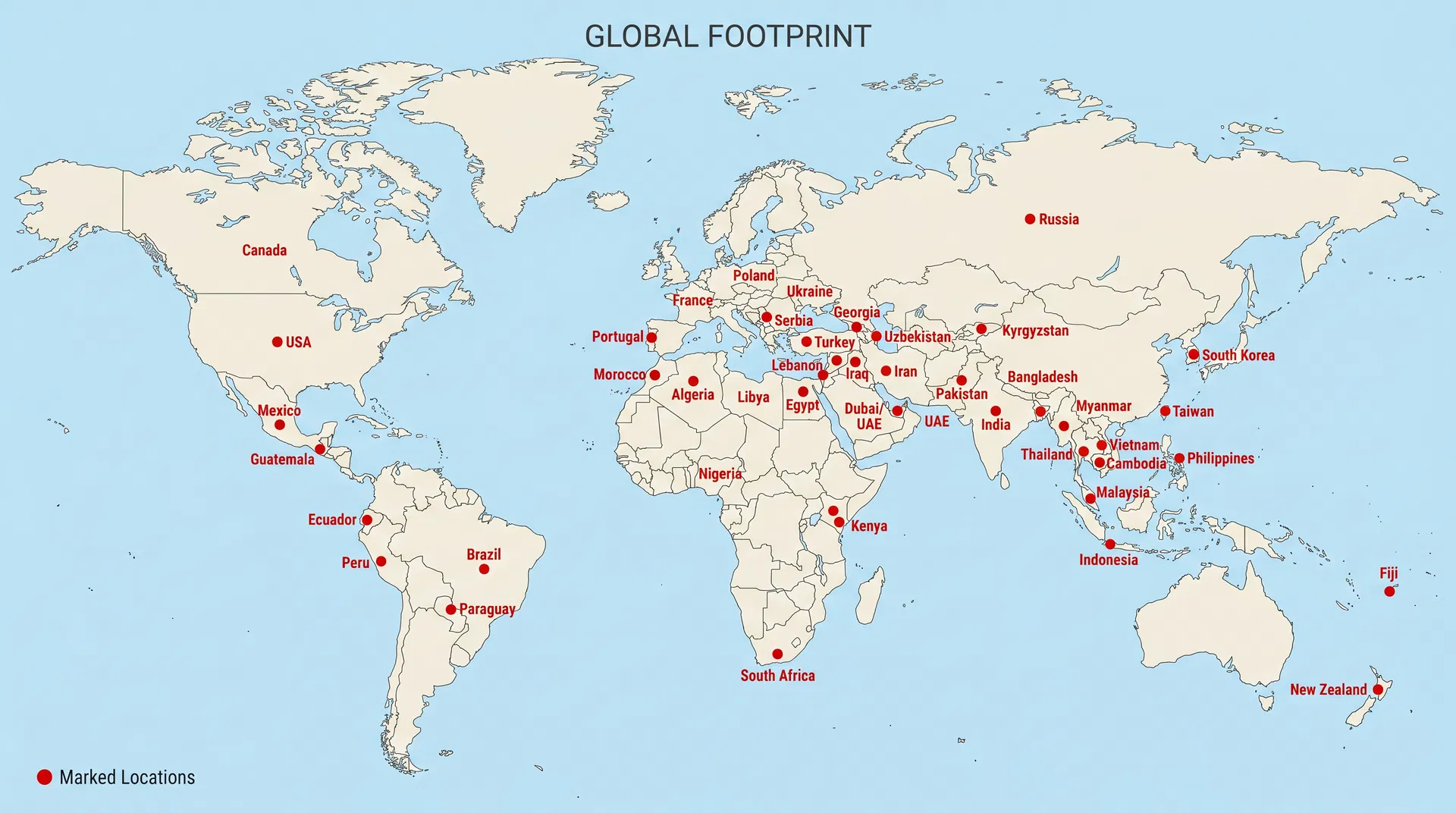 Global Footprint - Countries and Regions Served