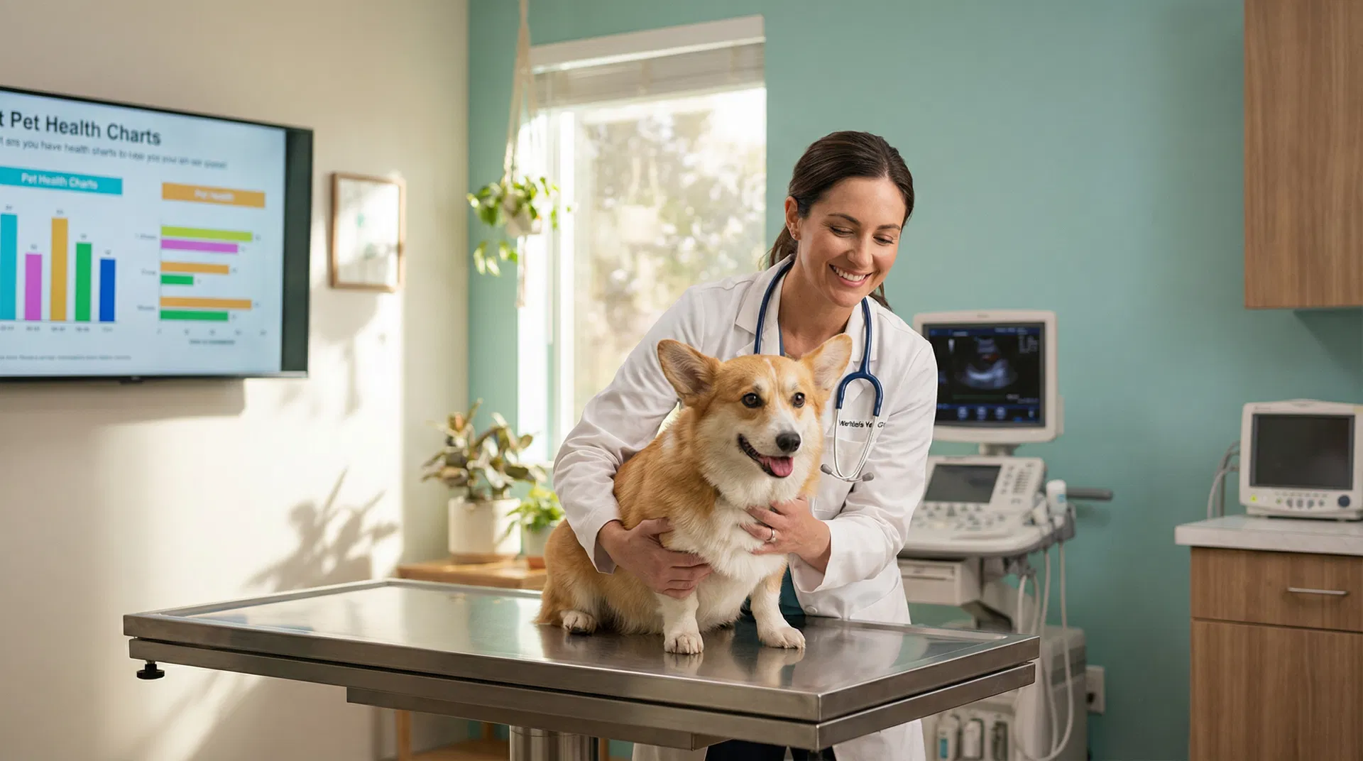 Veterinarian caring for a pet