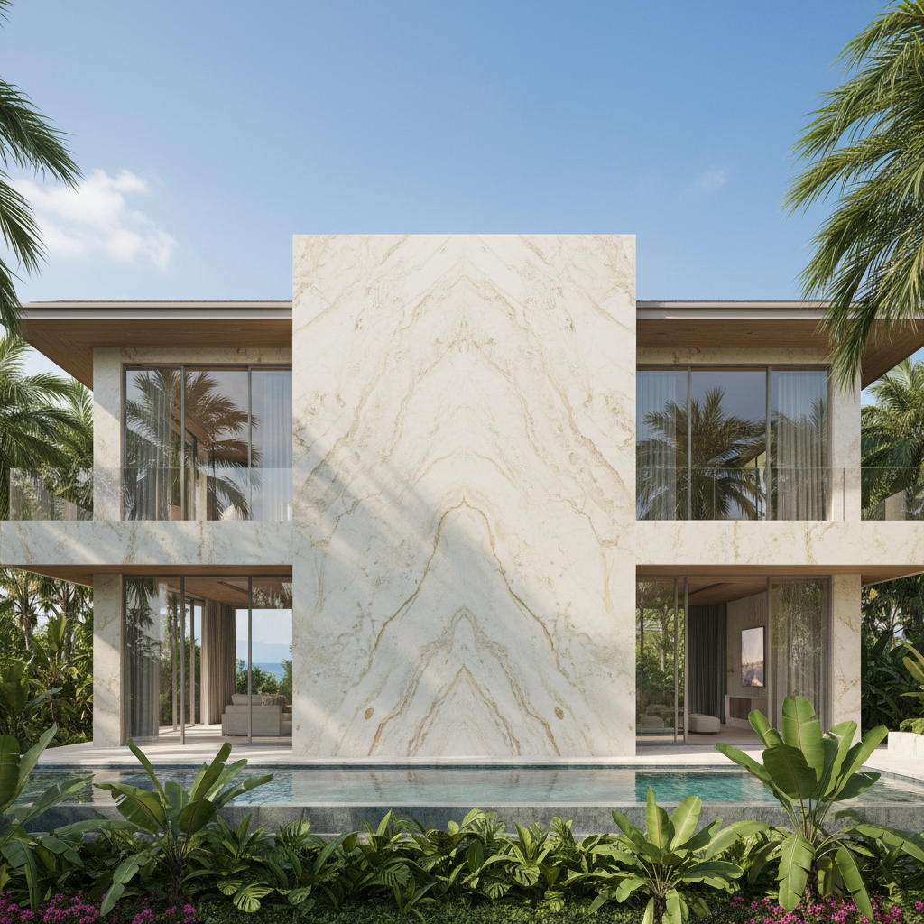 โครงการบ้านหรูที่ใช้หินอ่อนตกแต่งภายนอก