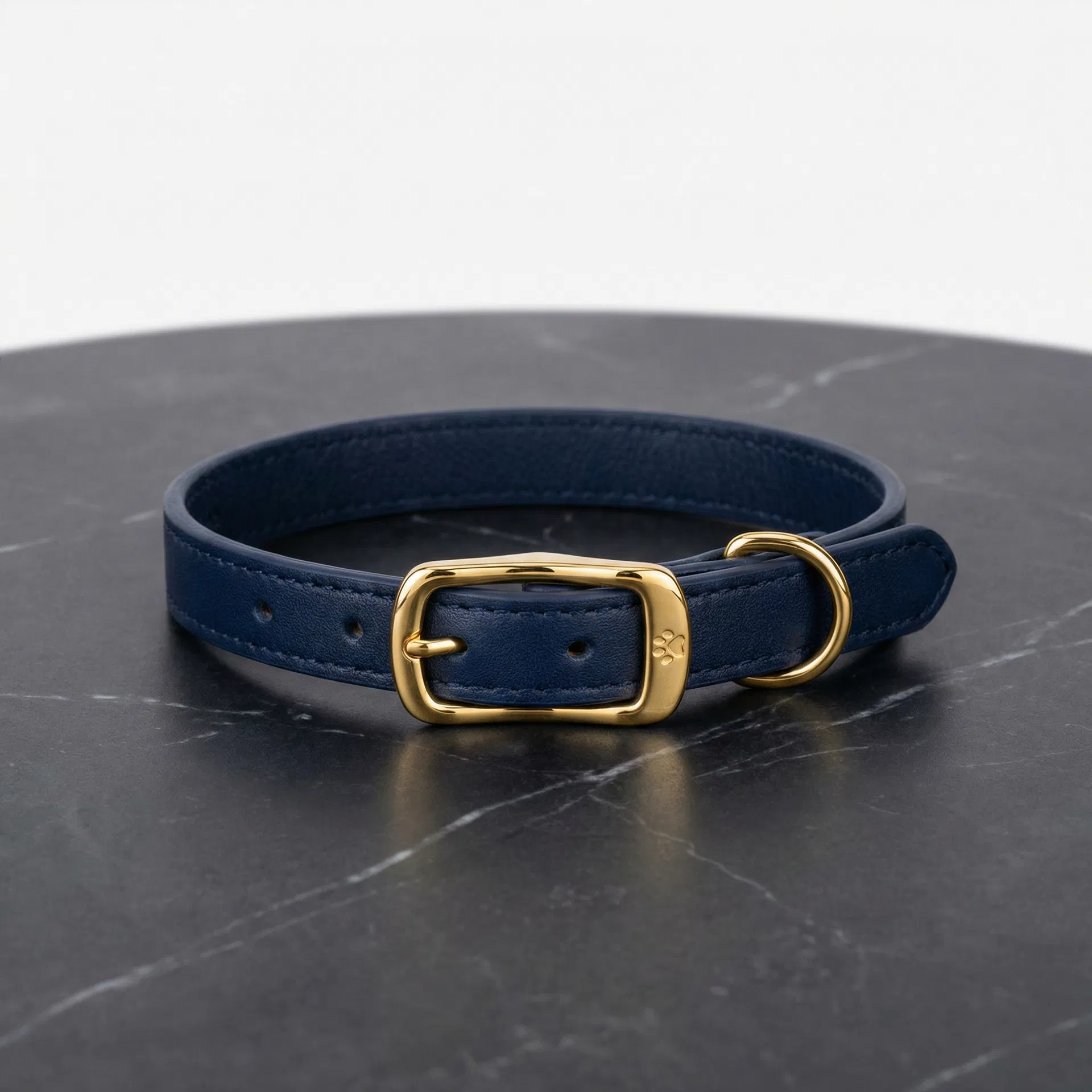 Navy Leather Luxury Collar