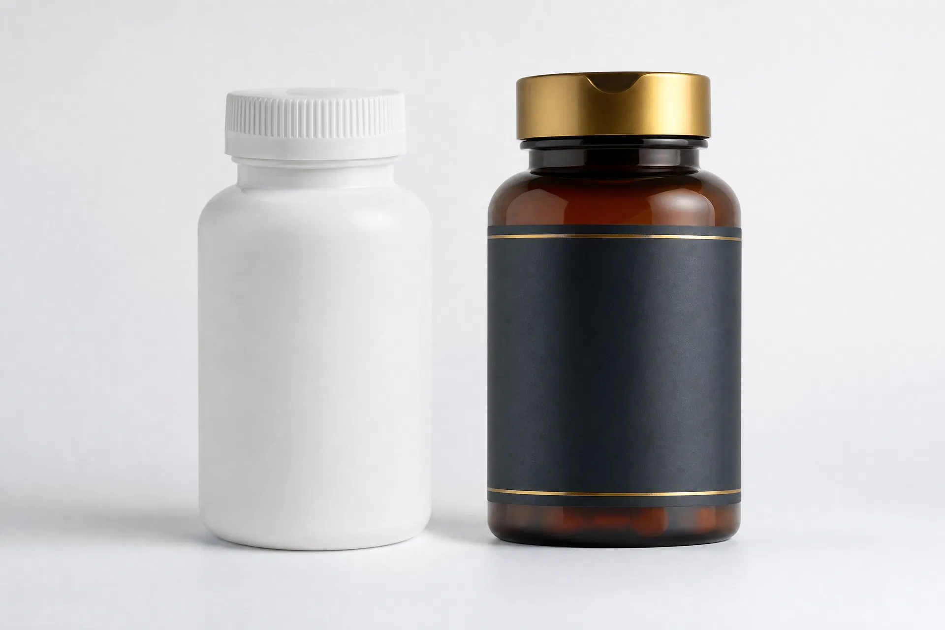 Cheap versus premium supplement bottles