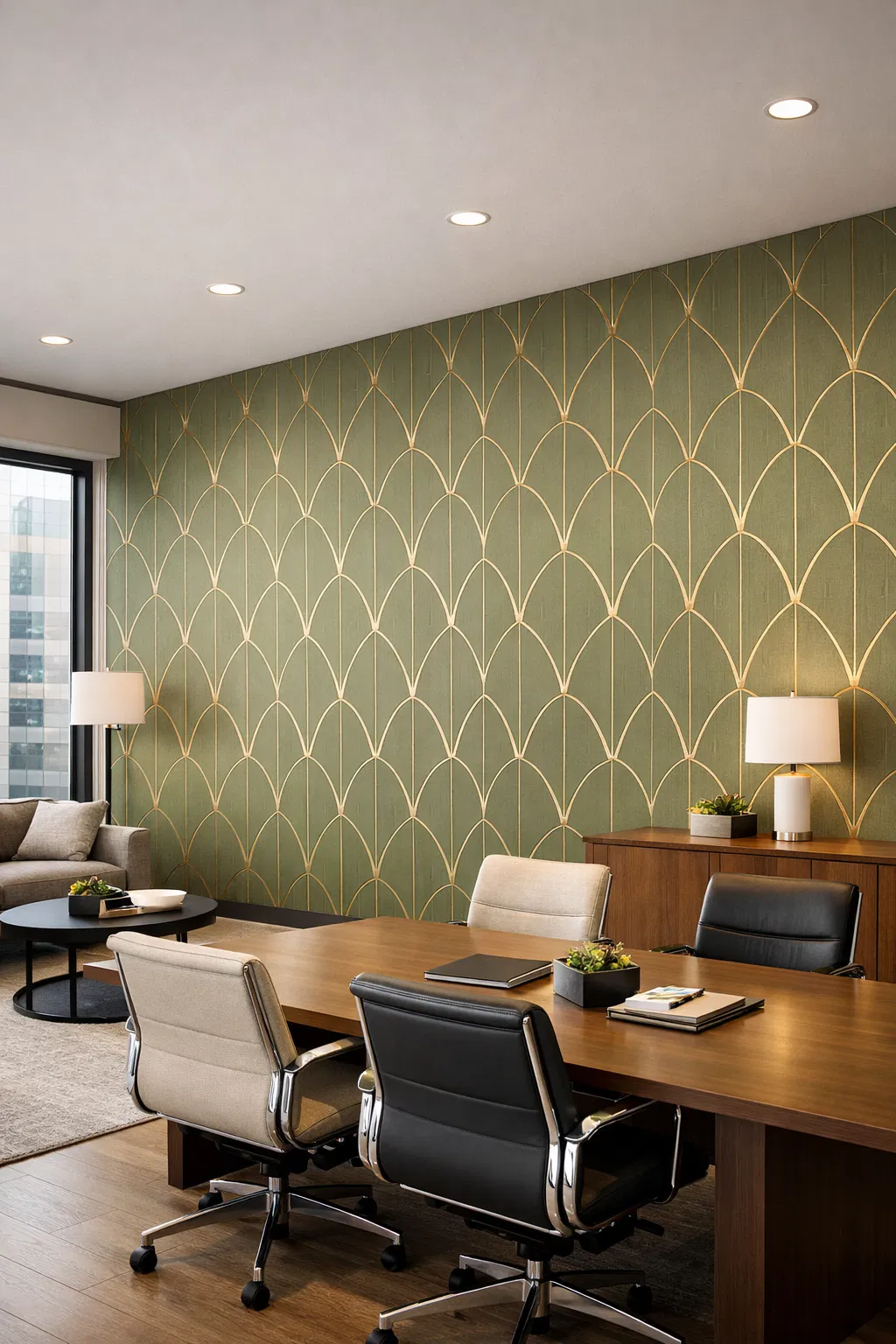 Commercial office wallpaper installation