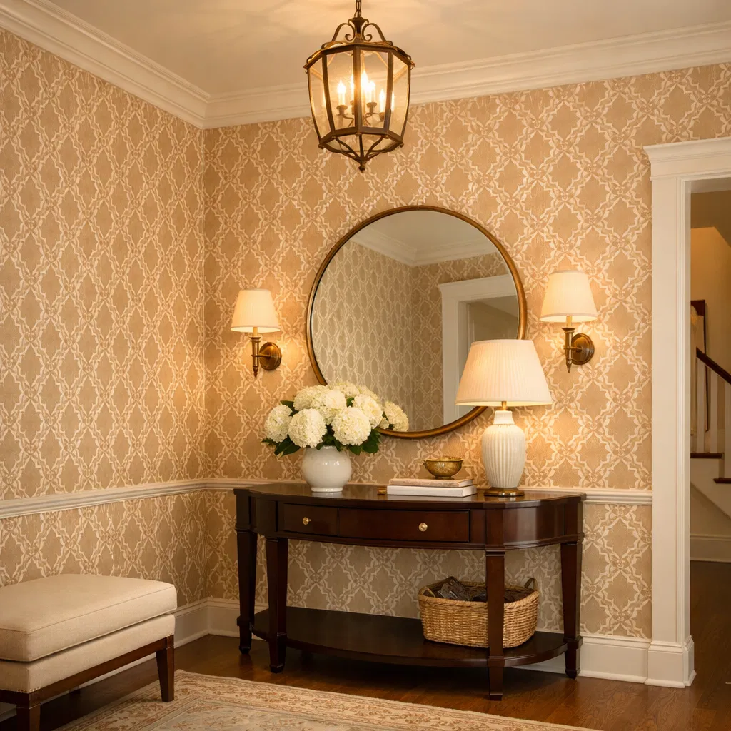 Geometric wallpaper installation
