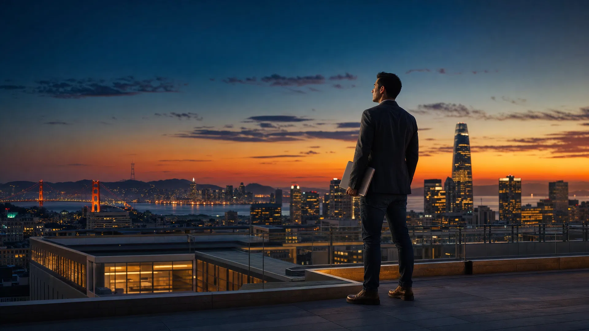 Veteran overlooking San Francisco