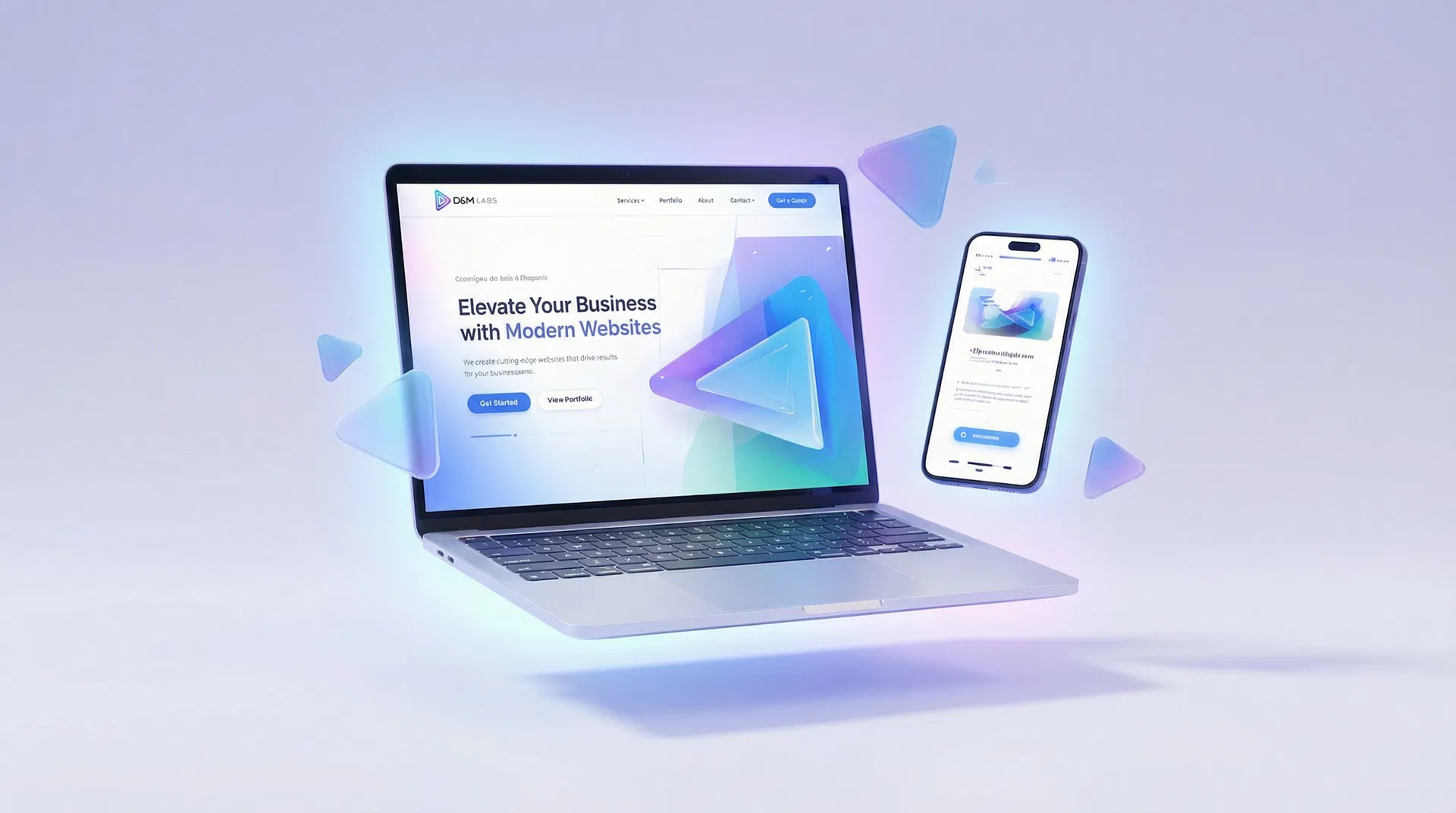 D&M Labs website preview on laptop and mobile