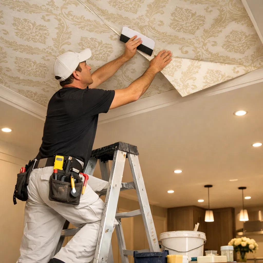 Ceiling Wallpaper Installation