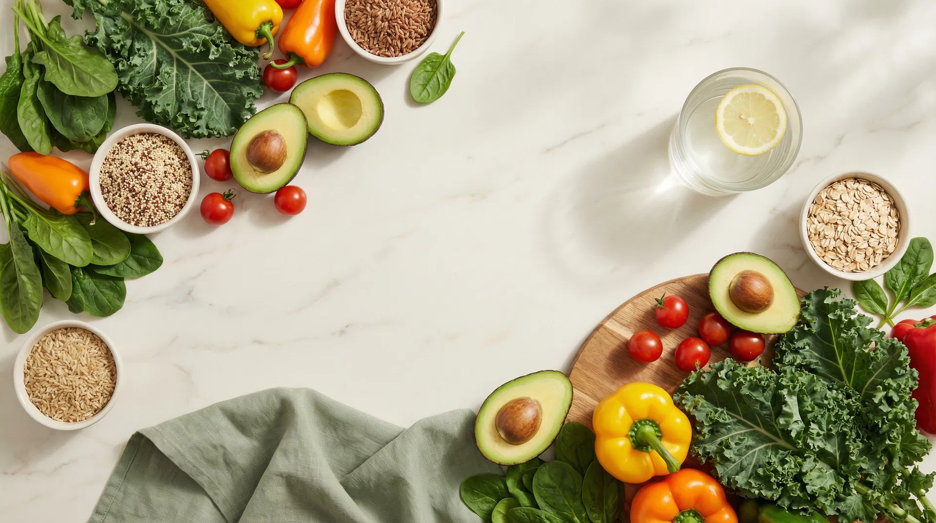 Fresh vegetables and healthy foods