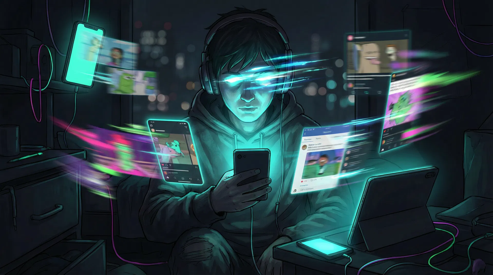 The Dopamine Scroller — audience persona visual