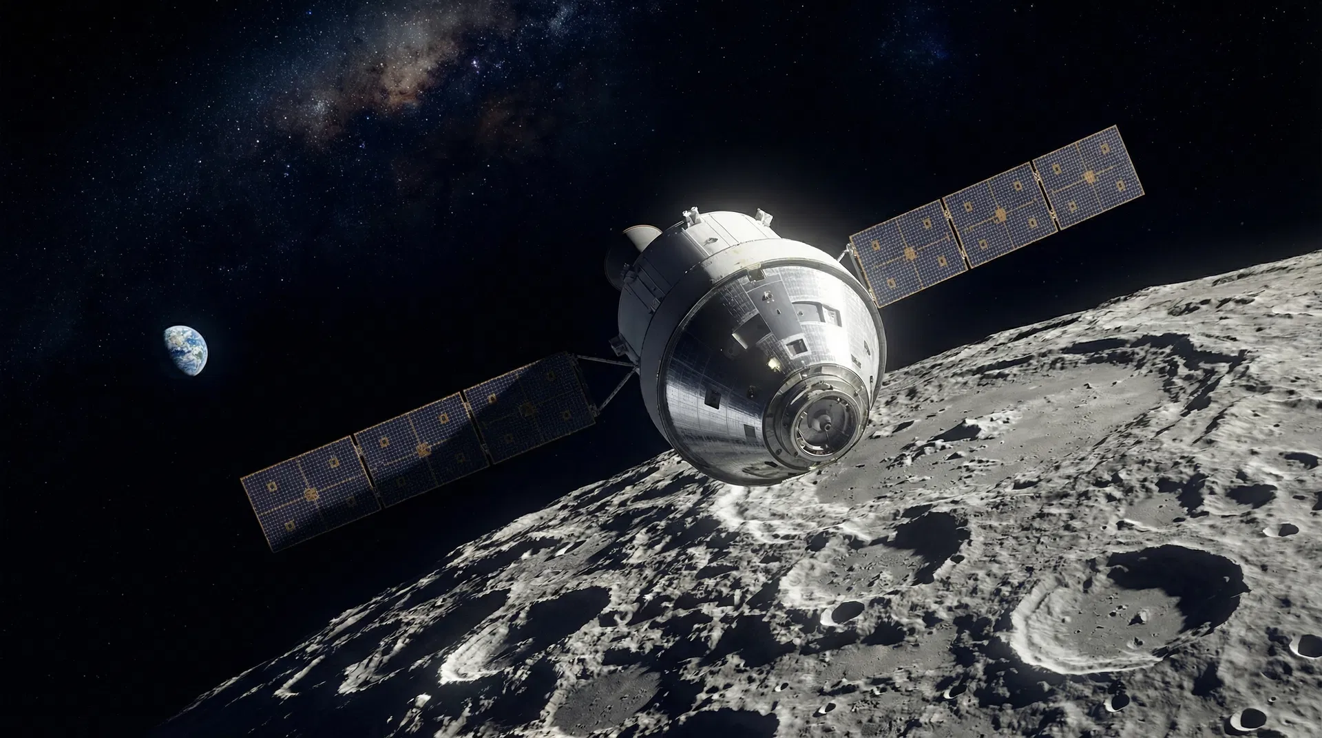Orion spacecraft near the Moon