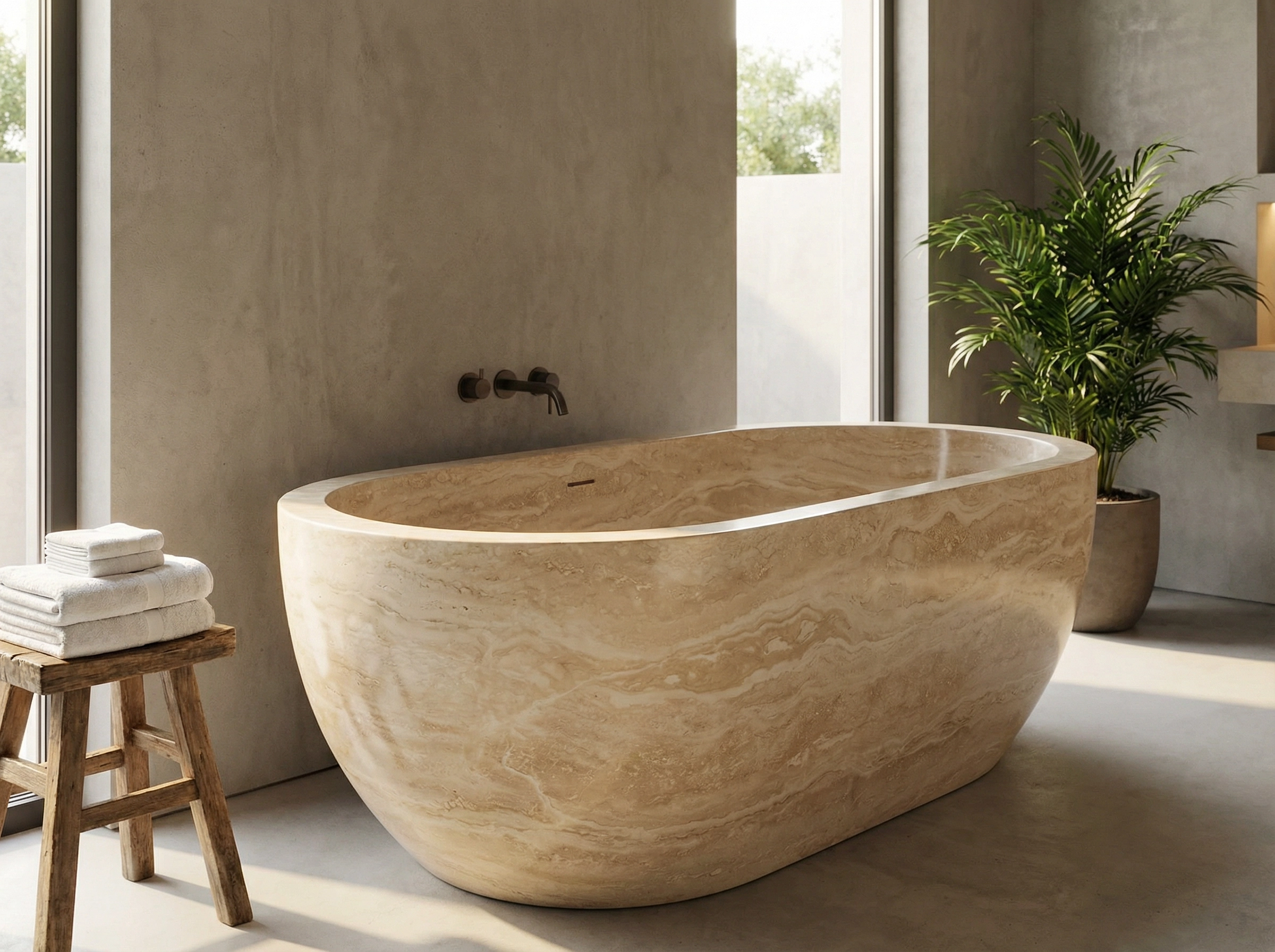 Classic Travertine Bathtub
