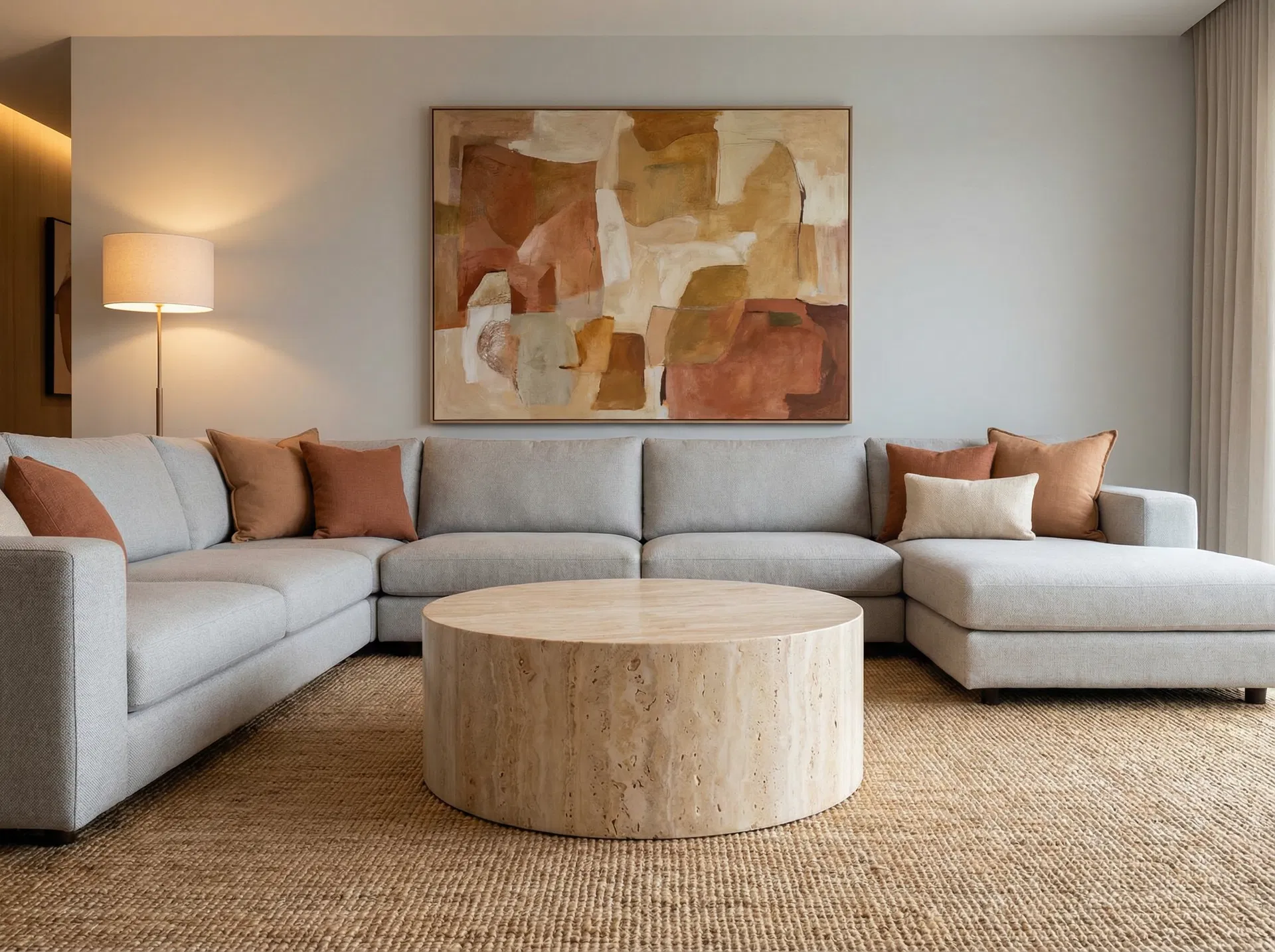 Circular Travertine Beige view 2