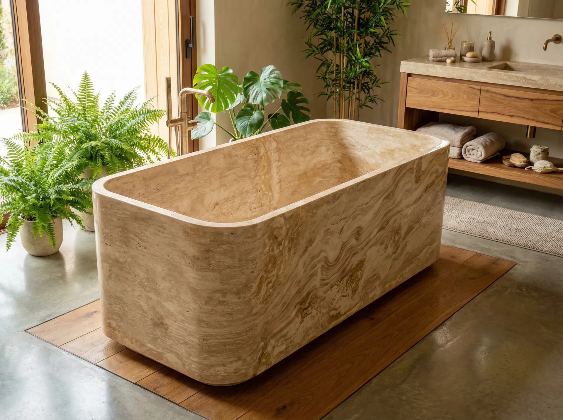 Travertine Veteado Bathtub