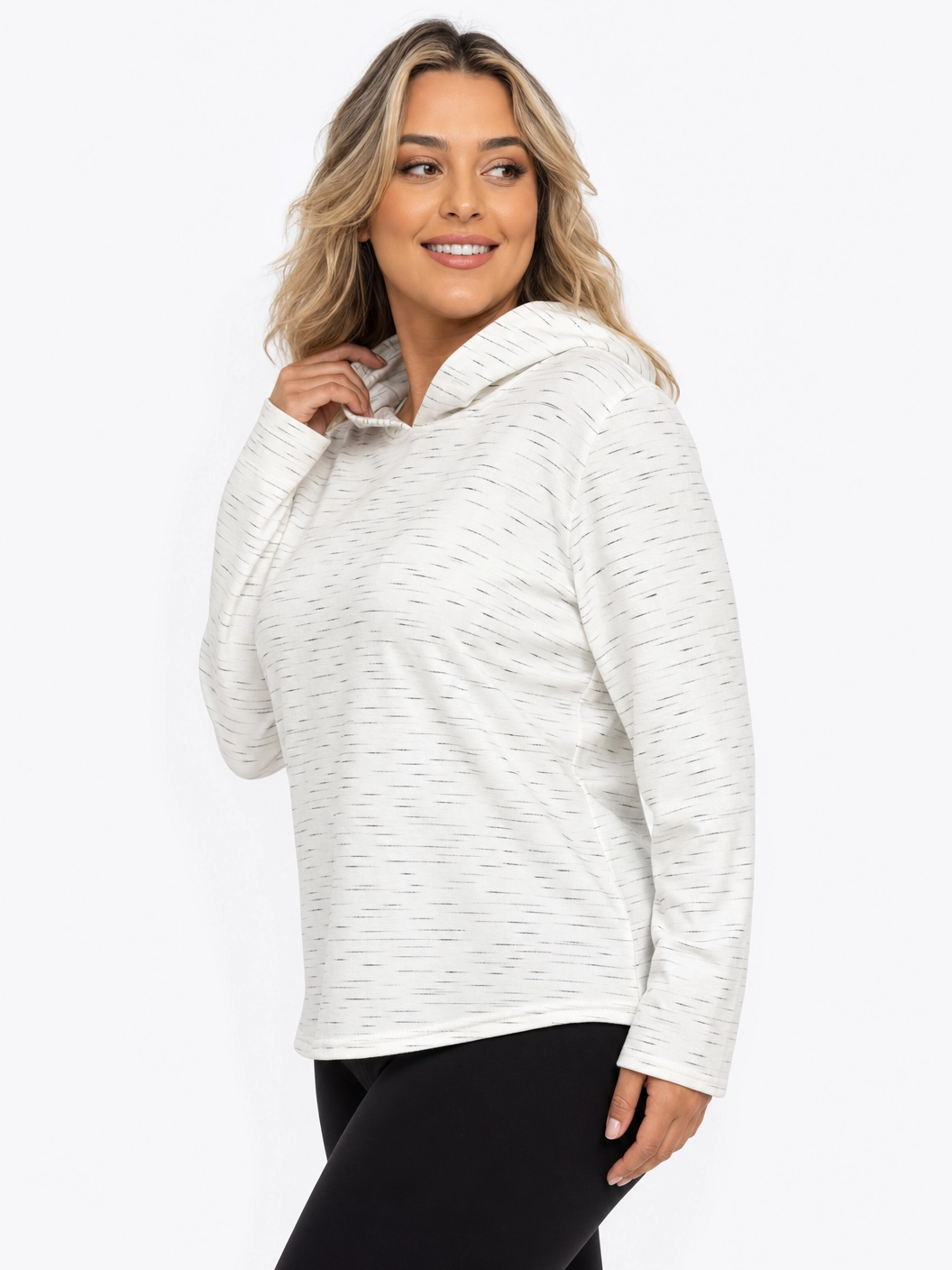 Blusão de Moletom com Capuz Branco Estampado