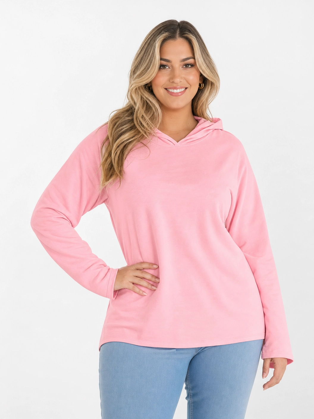 Blusão de Moletom com Capuz Rosa