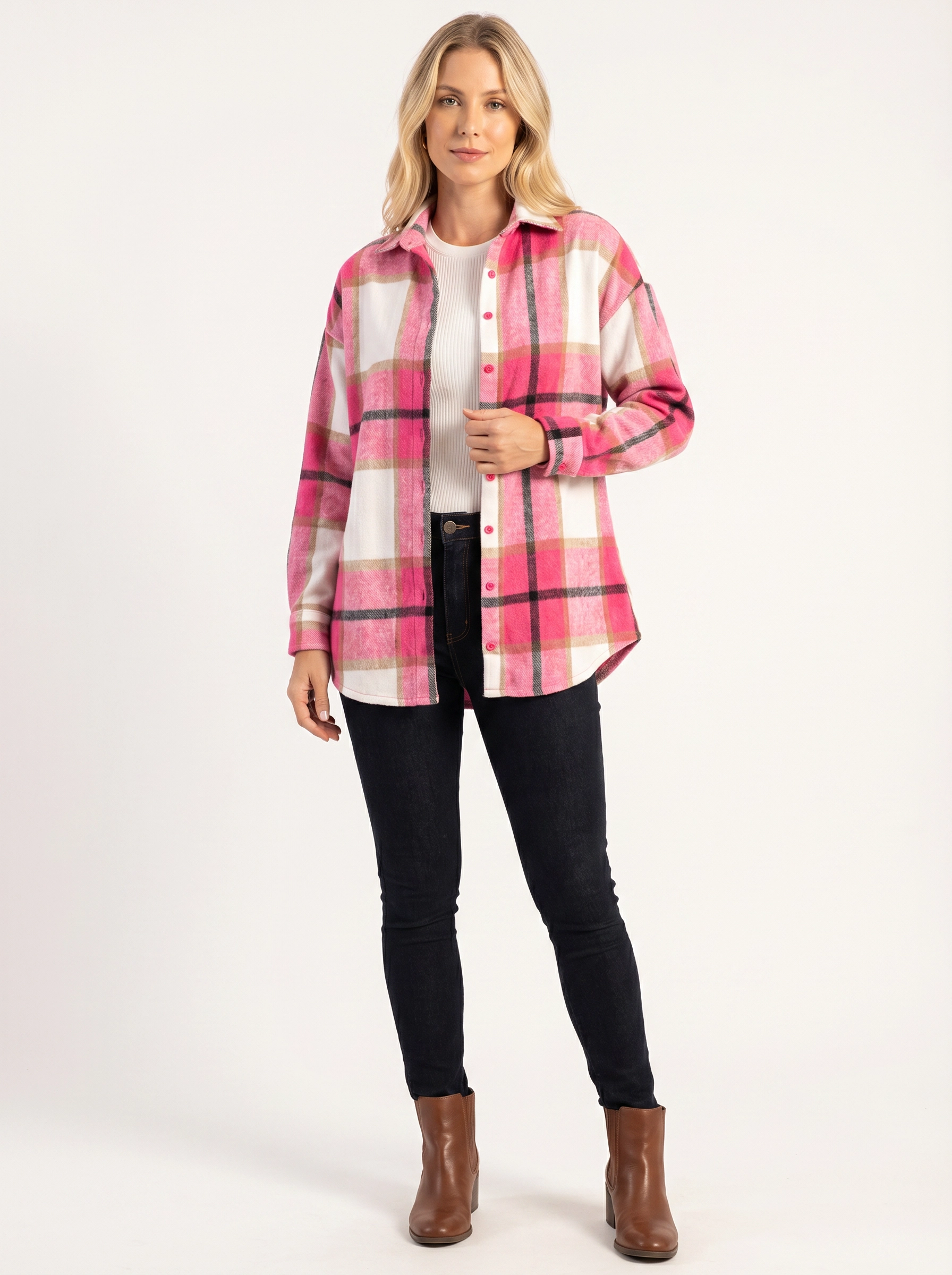 Camisa Feminina Pettenati Xadrez Rosa