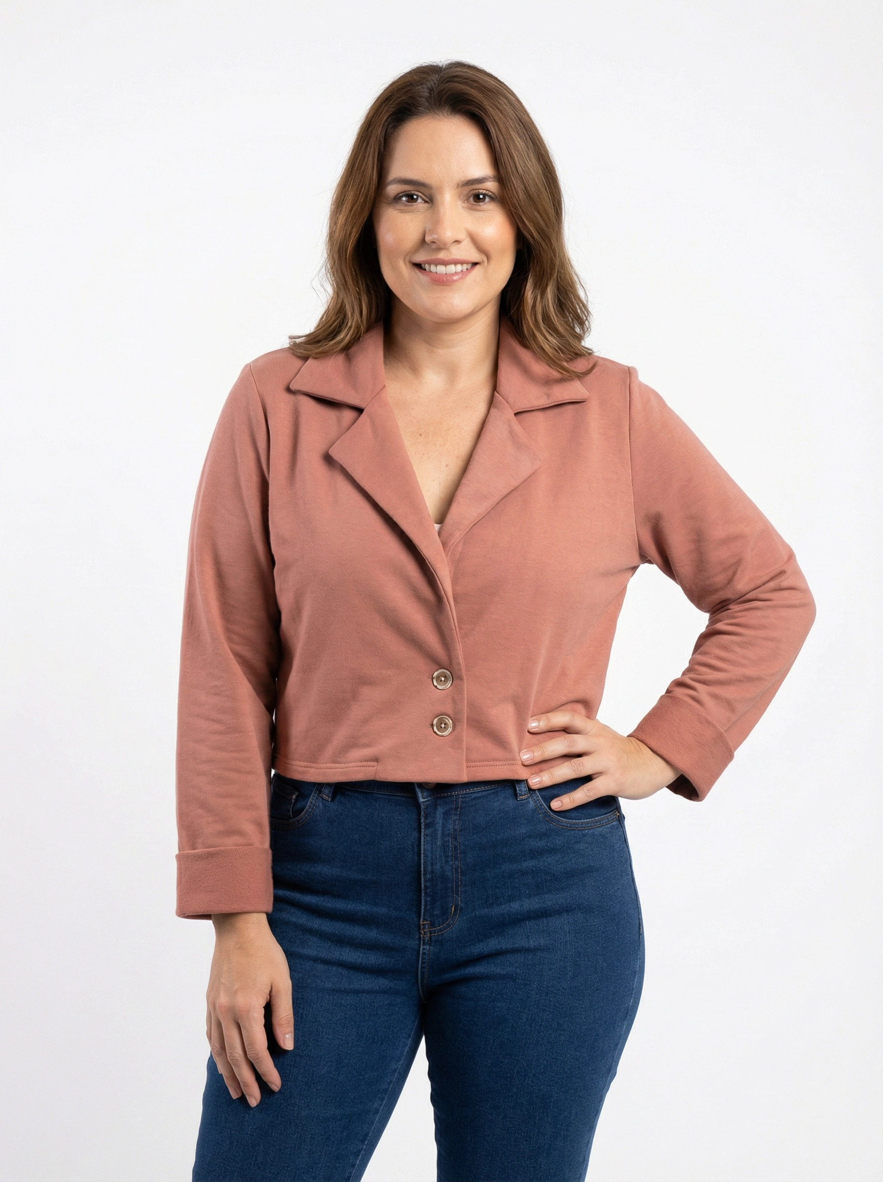 Casaqueto de Moletom Rose Estilo Blazer