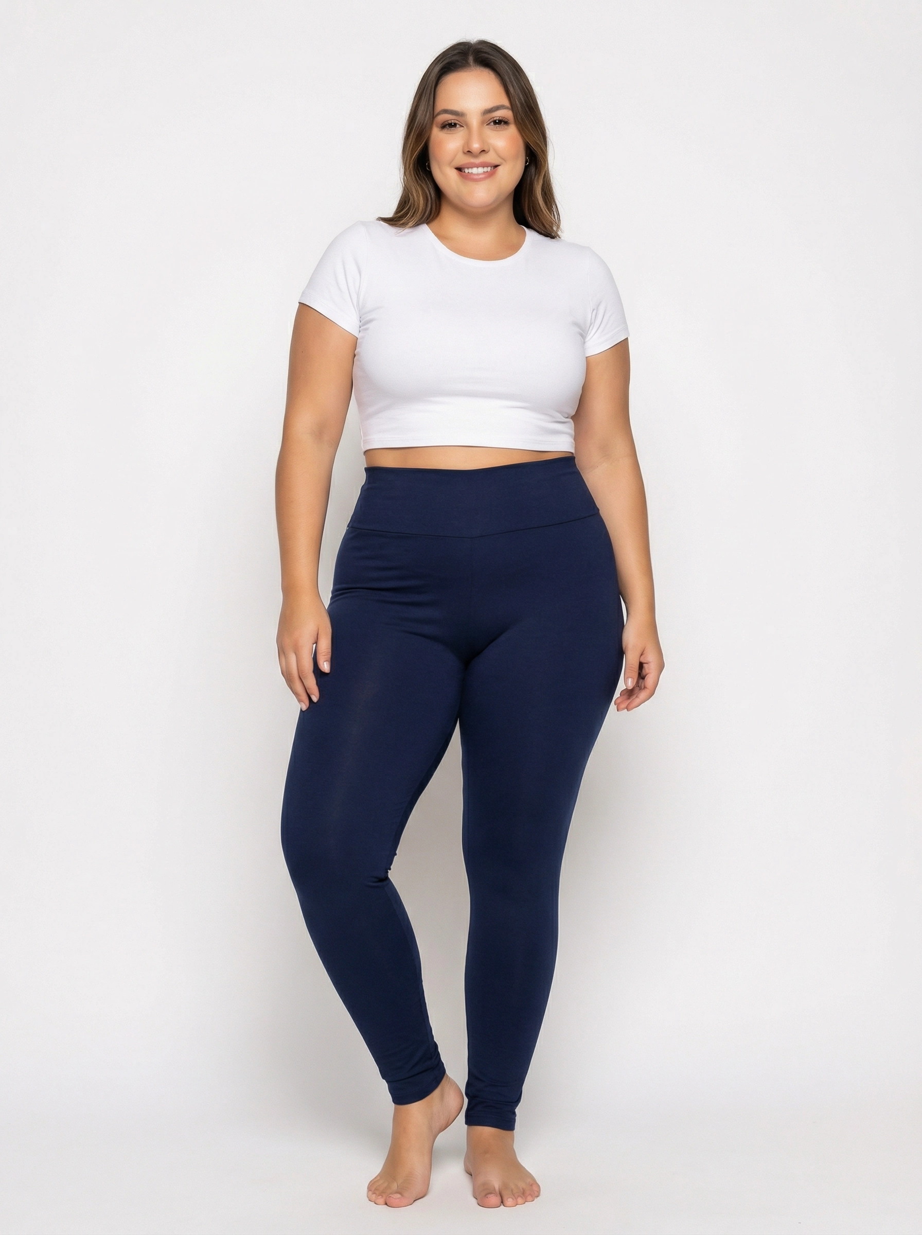 Legging Cotton Marinho Cós Alto