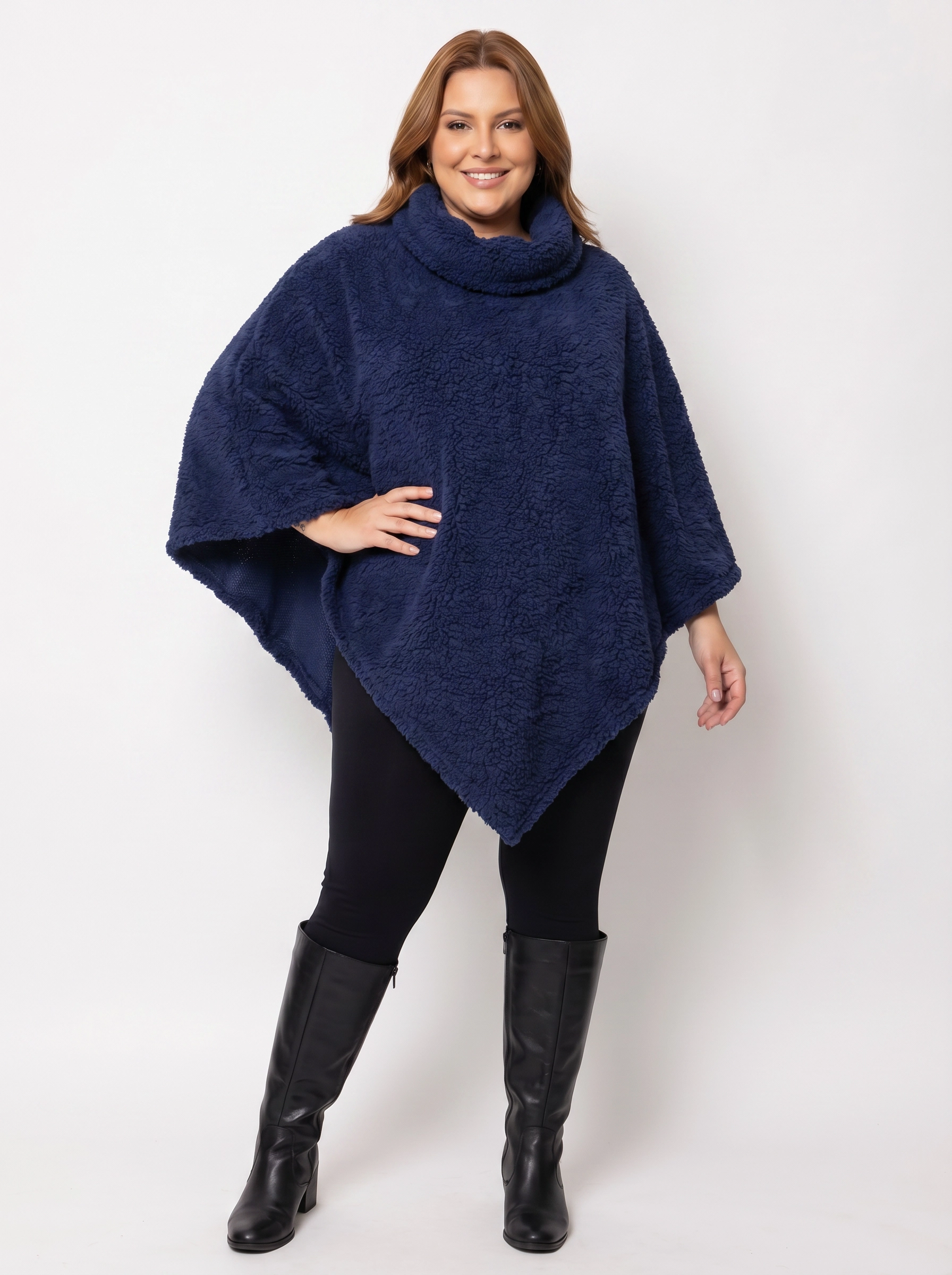 Poncho Feminino Sherpa Azul Marinho