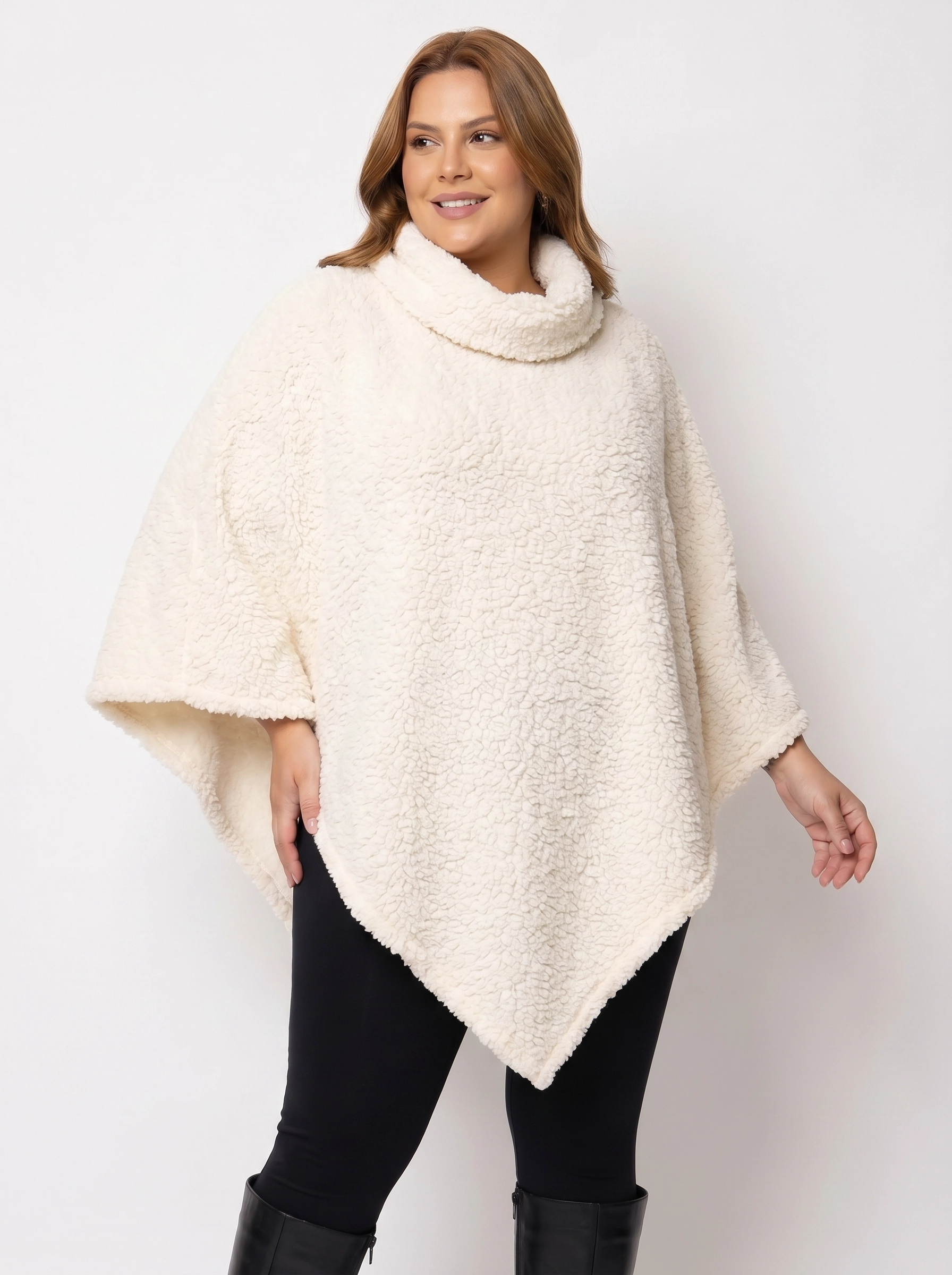 Poncho Feminino Sherpa Off White