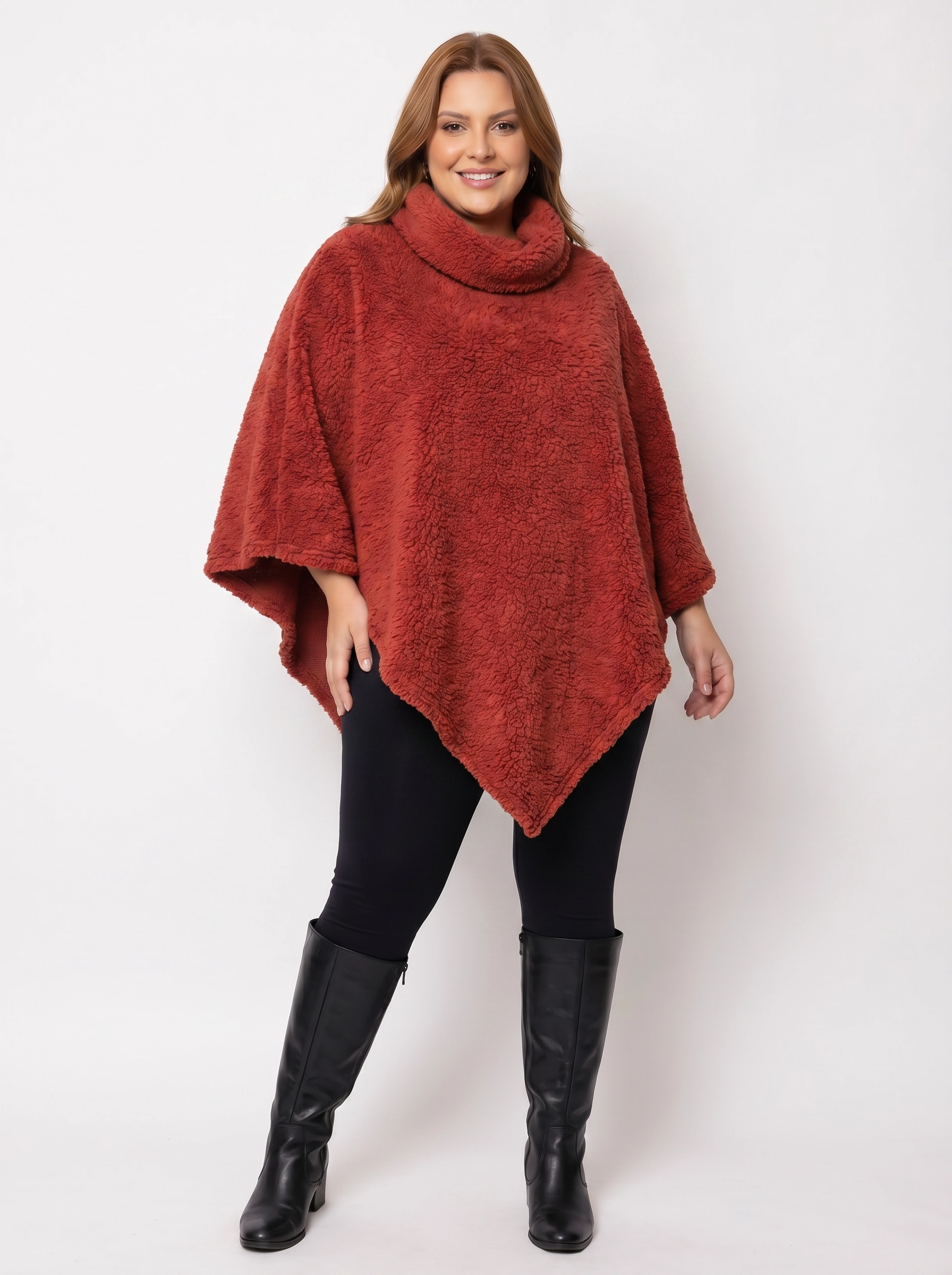 Poncho Feminino Sherpa Terracota