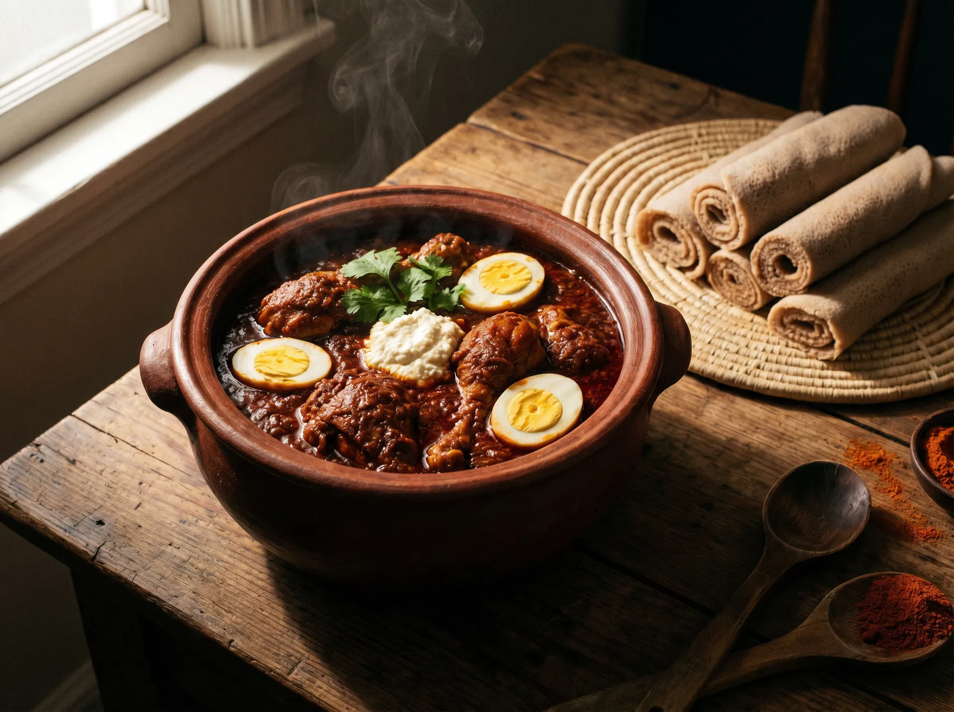Nothing says comfort like a steaming pot of Doro Wot 🍲 Made with love, just like grandma used to make. Book your table today!