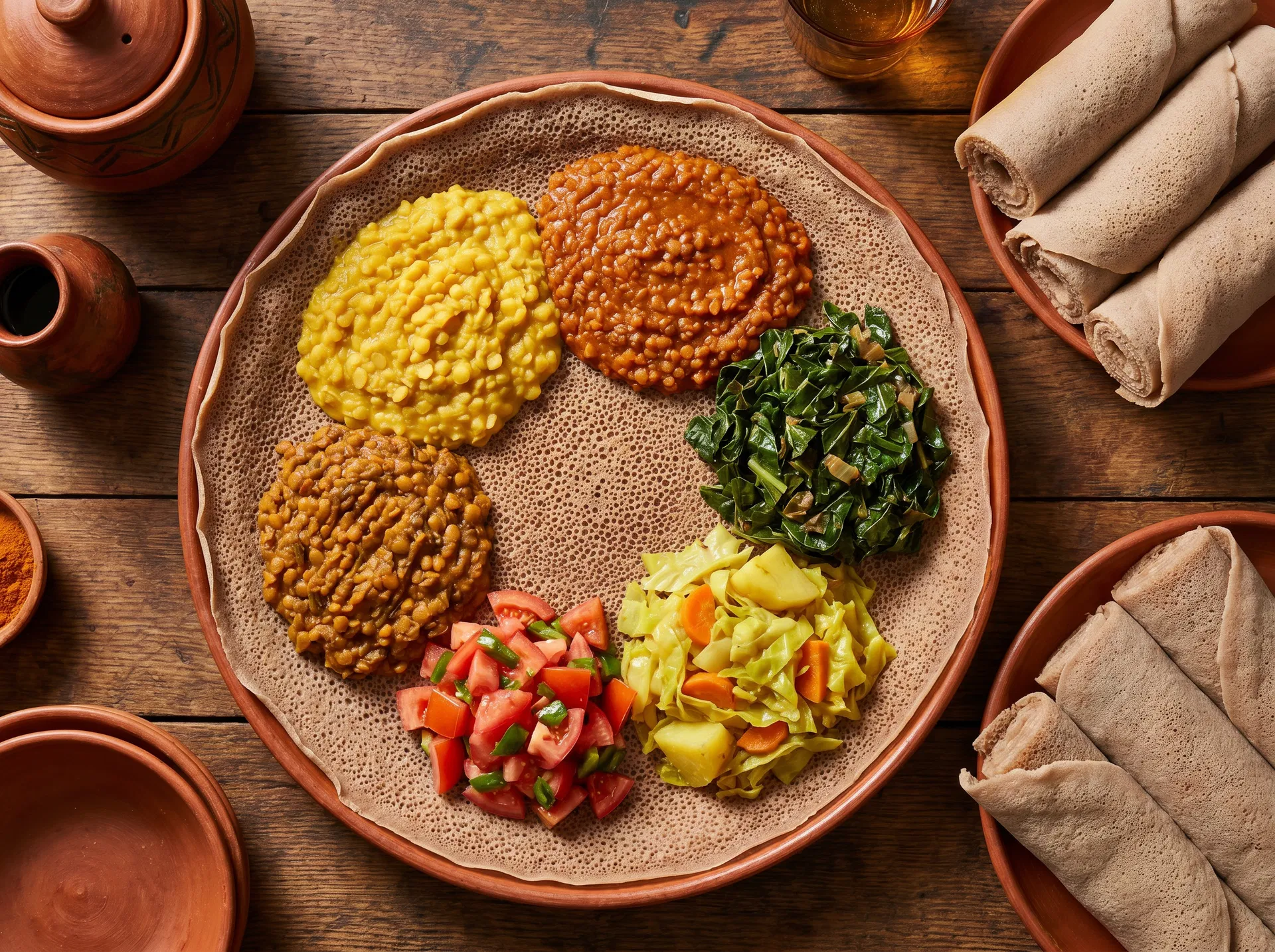 Fasting season is here! 🥬 Our colorful vegan platter is a feast for the eyes and soul. All plant-based, all delicious. #VeganEthiopian