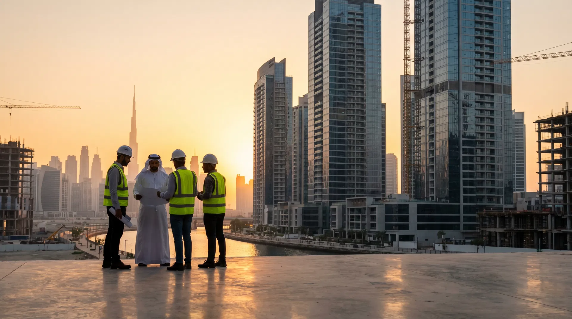 Dubai tower construction environment