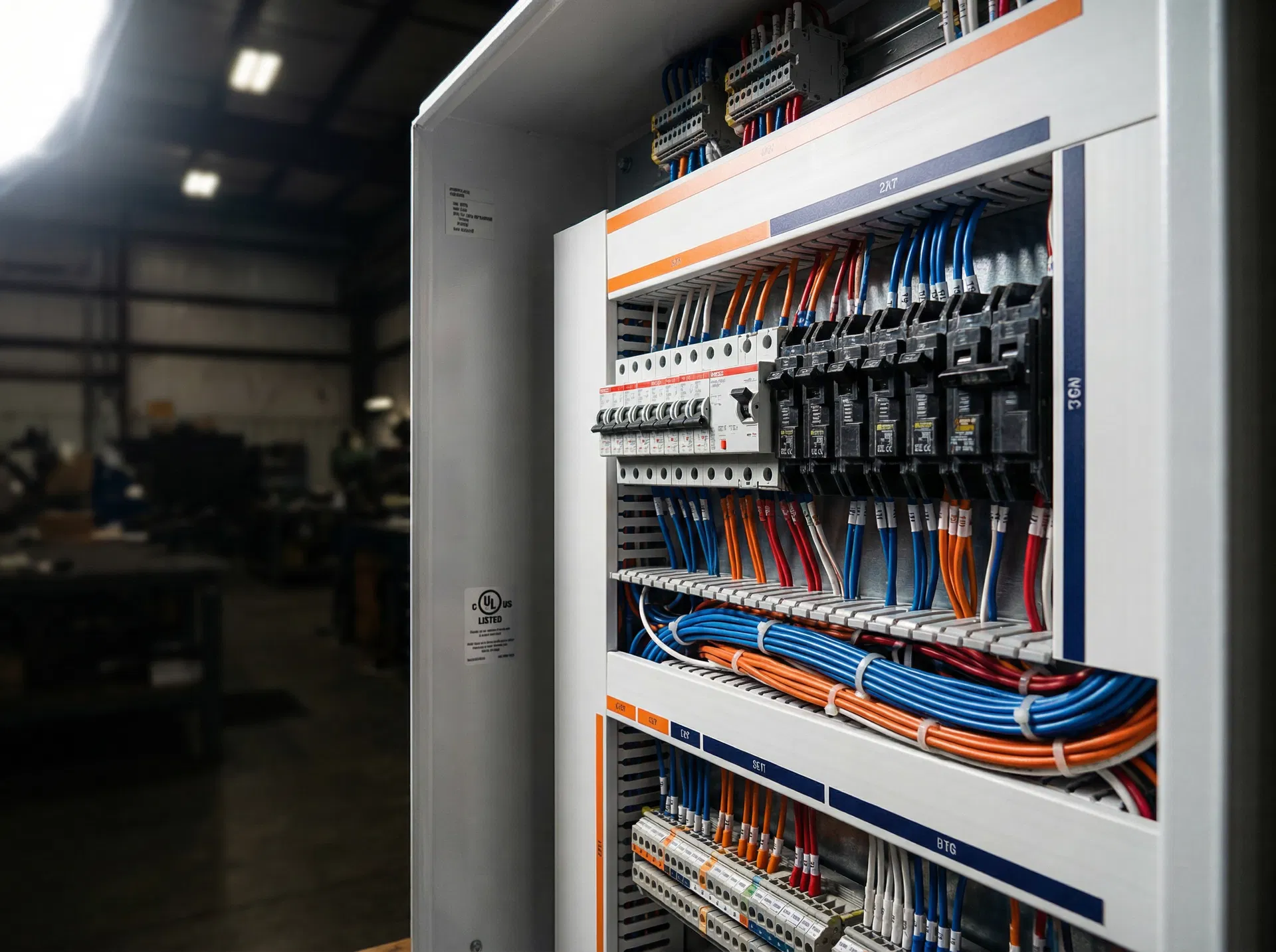 UL-certified electrical control panel with organized wiring