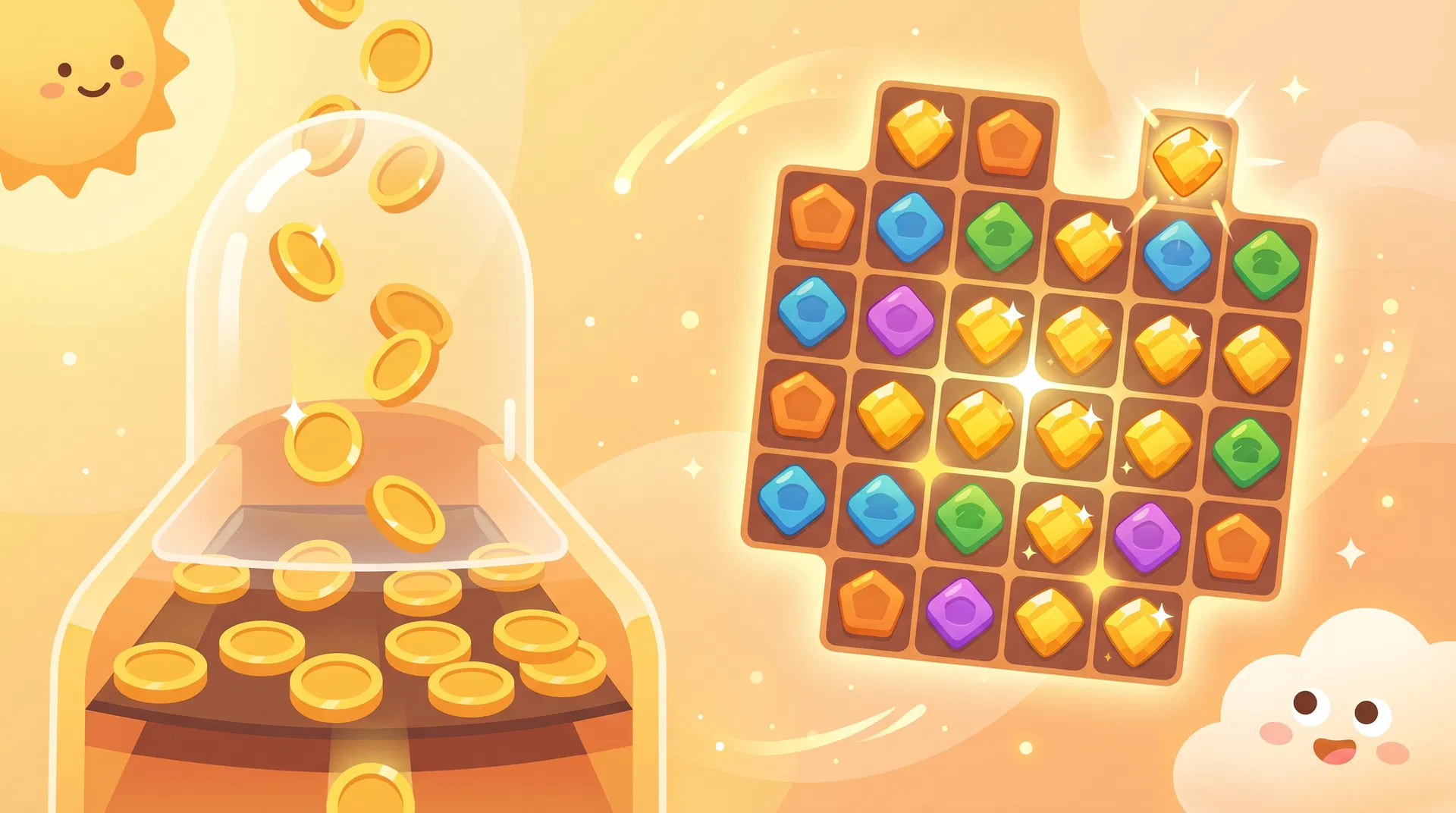 Gold Drop coin pusher and Gold Match puzzle game