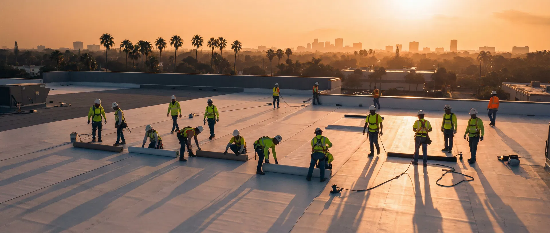Roofing crew at work