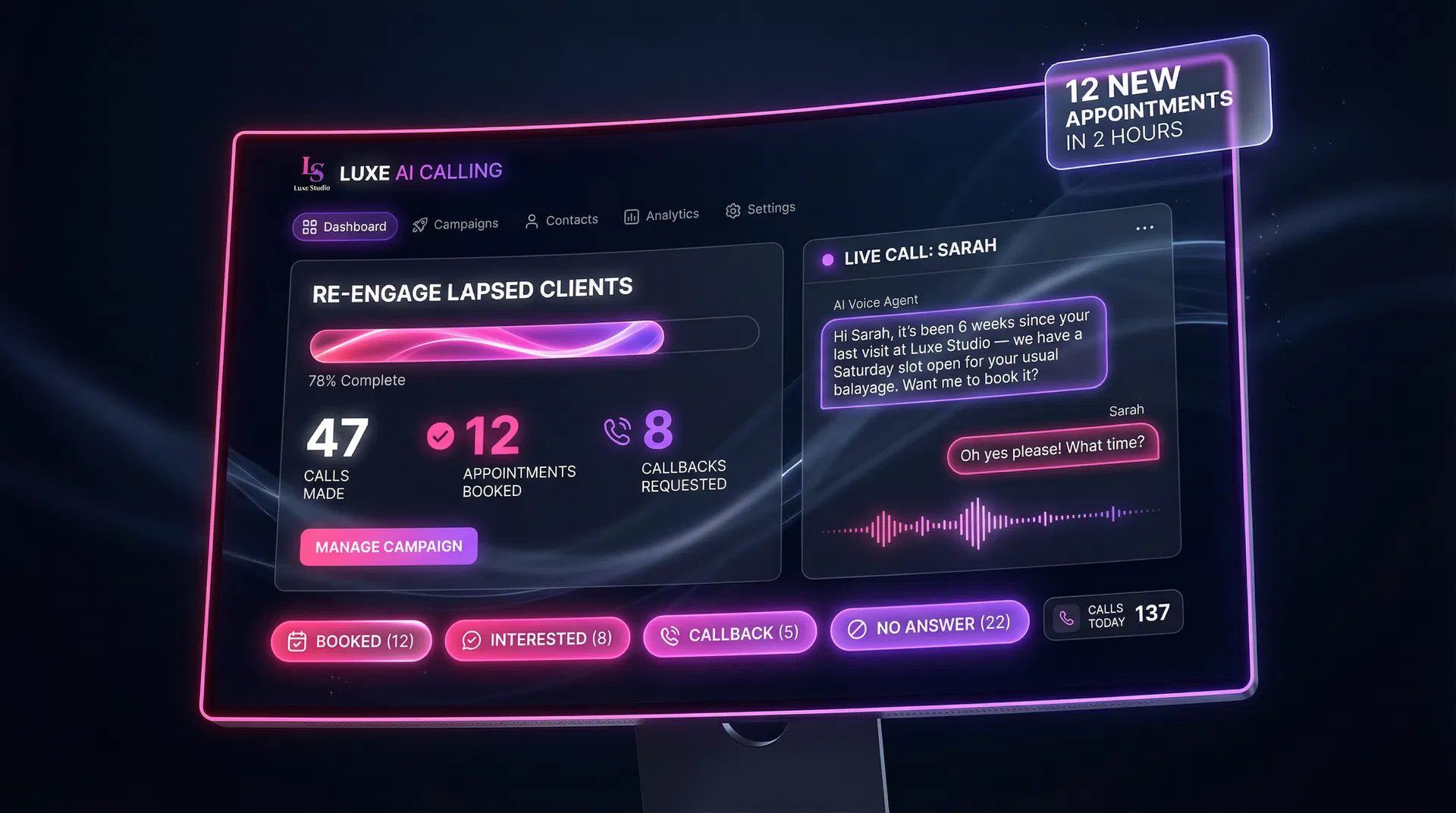 RKDO AI Outbound Caller for salons — re-engage lapsed clients automatically