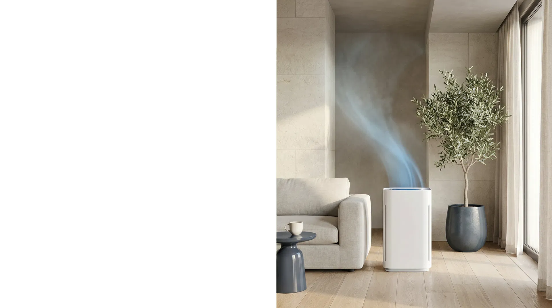 Air purifier in a modern living space