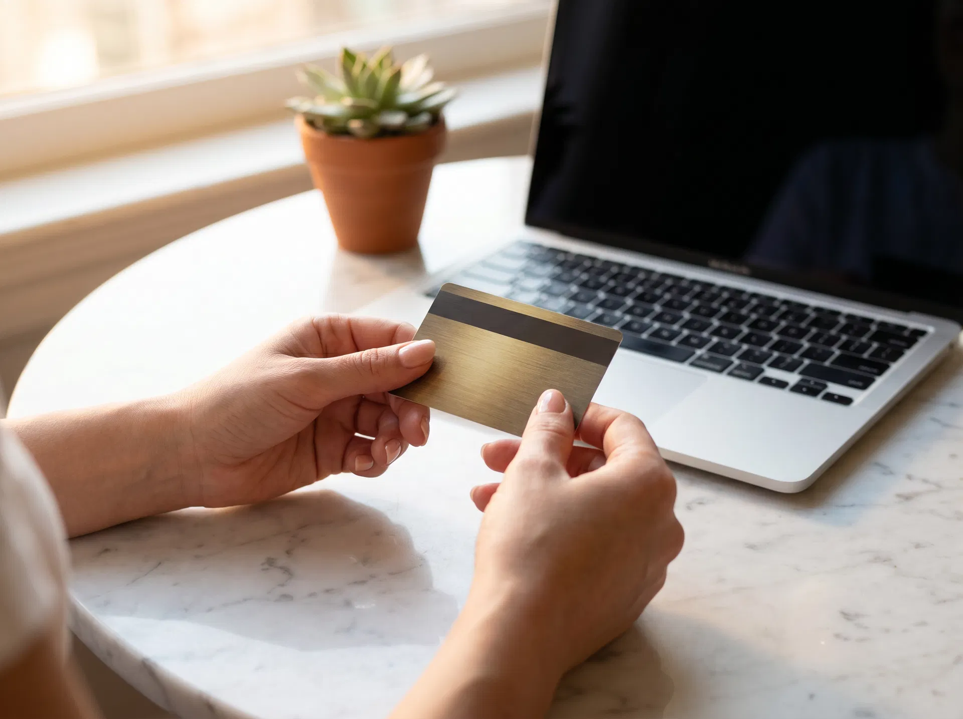 Person managing credit card and finances