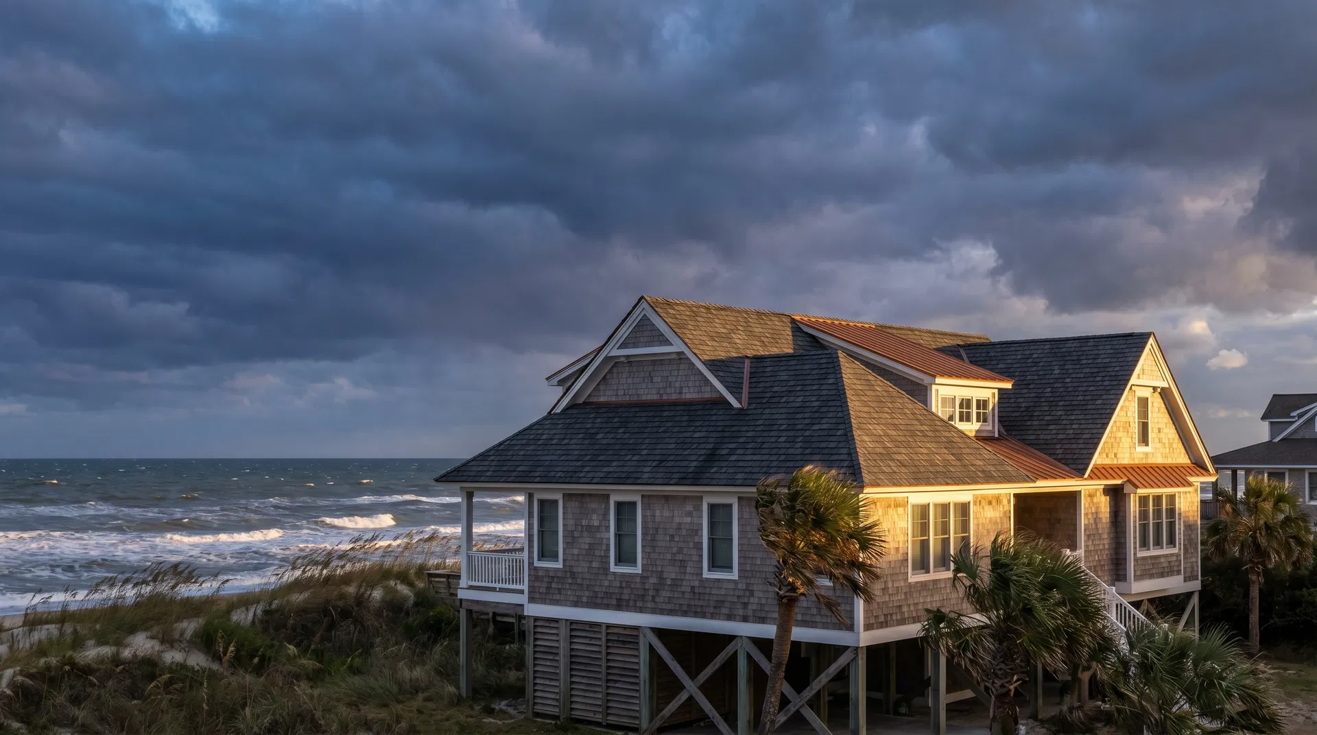 Coastal NC home with storm approaching