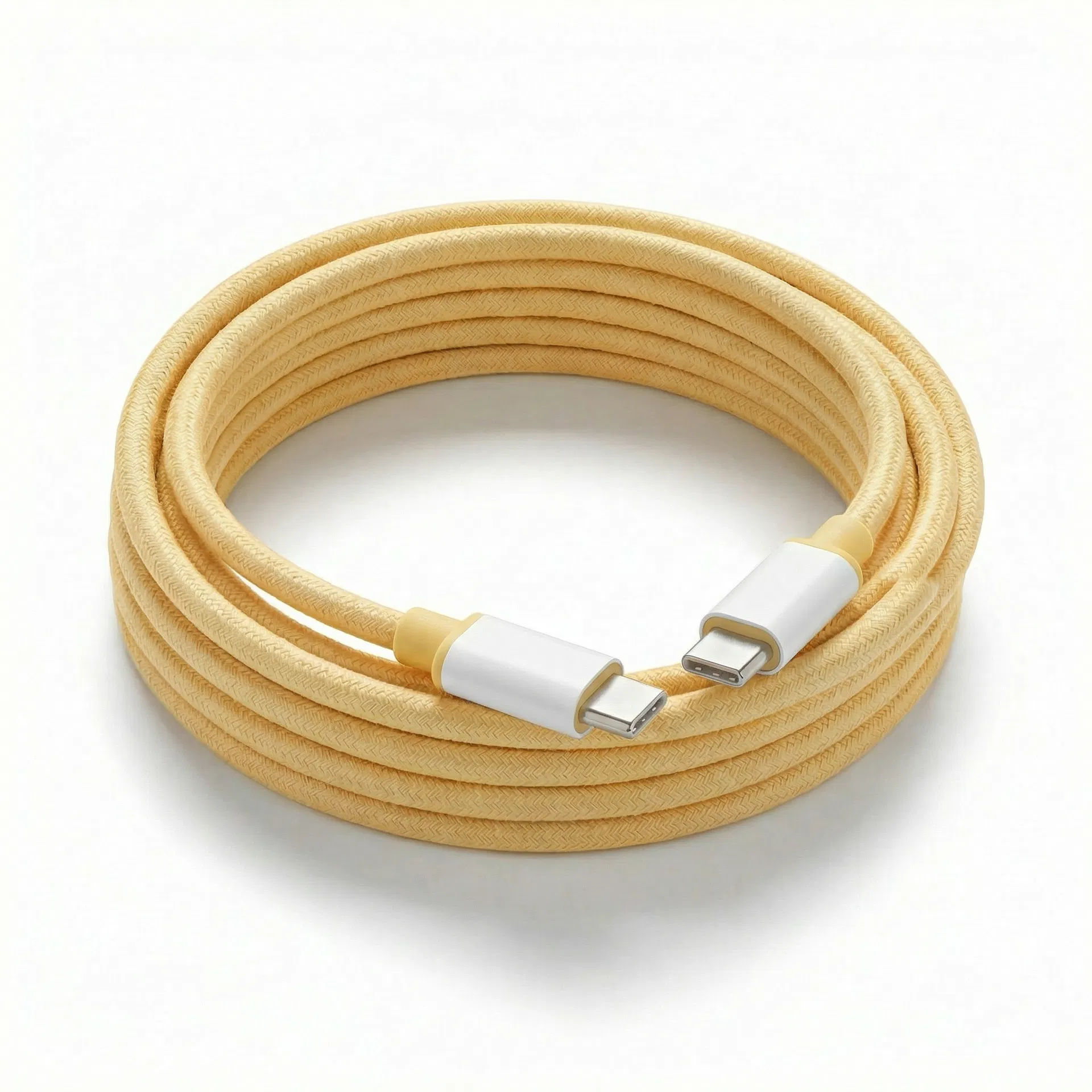 Light Yellow USB-C braided charging cable Australia