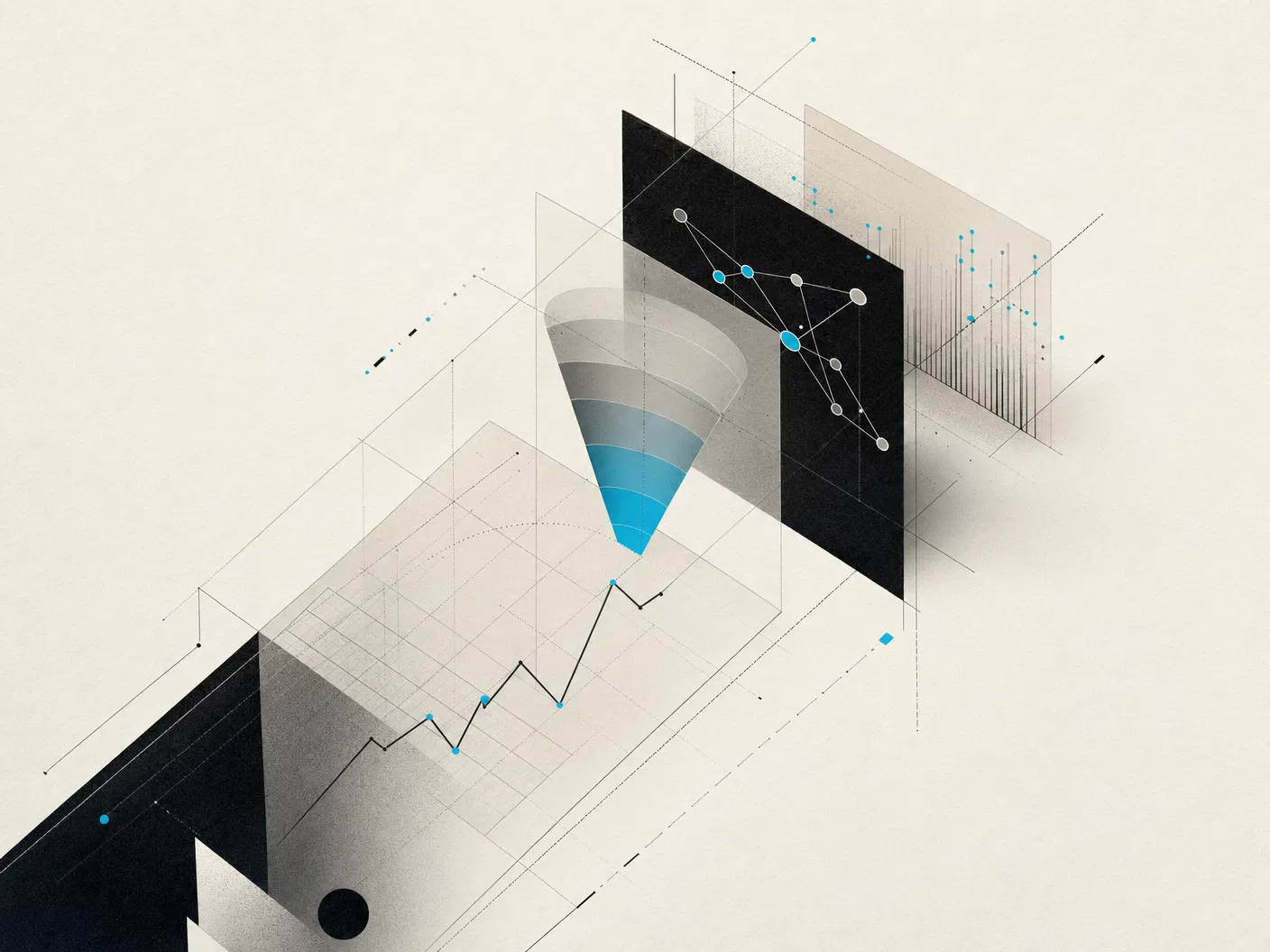 広告データ分析を抽象化したパネルビジュアル