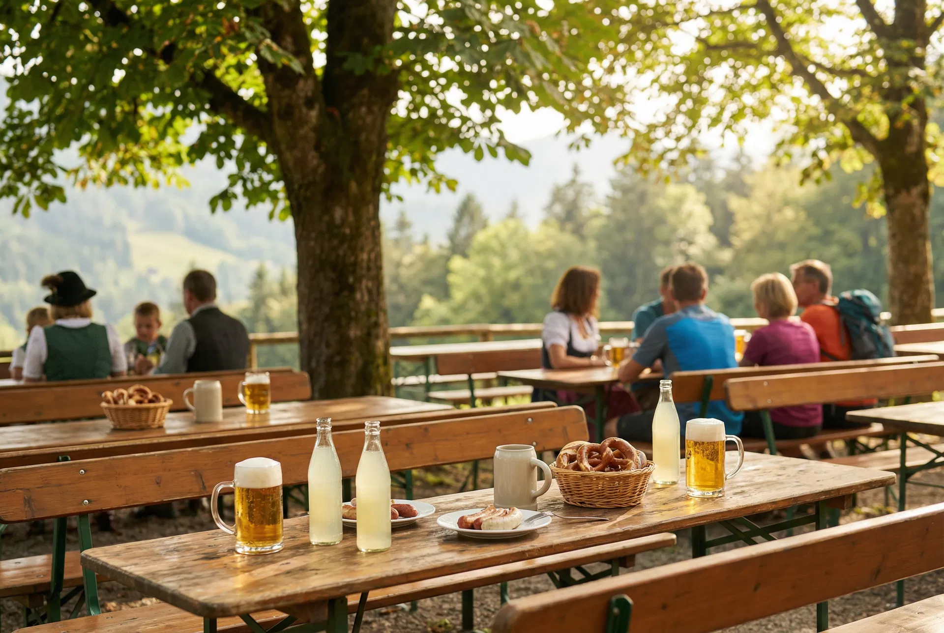 Gemütliche Atmosphäre im Bergbiergarten Krönchen