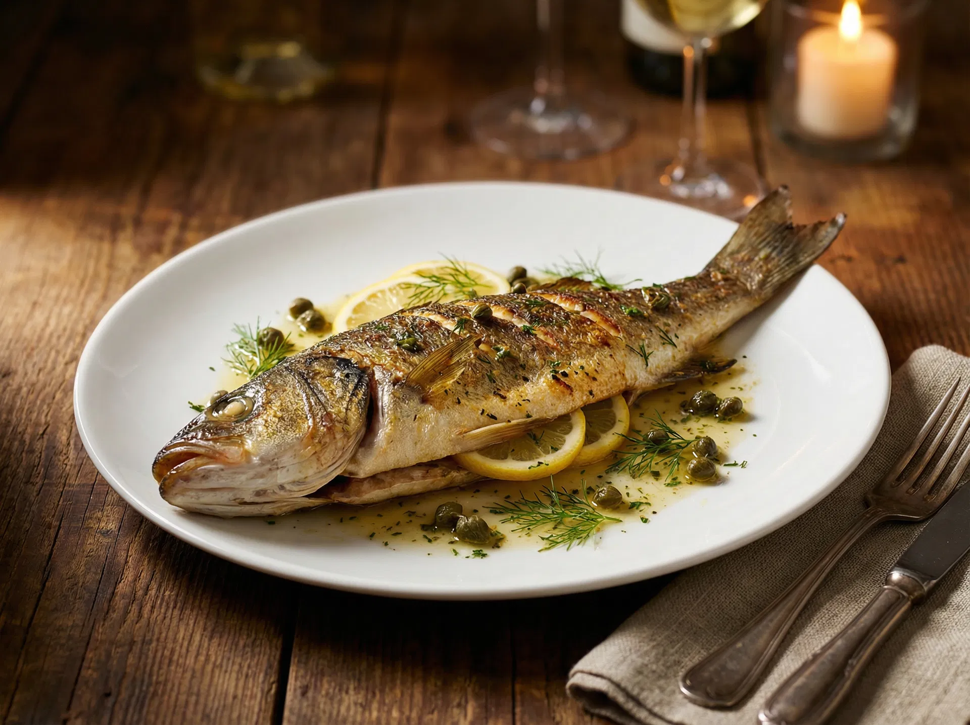 Frisches Fischgericht im Gastmahl des Meeres