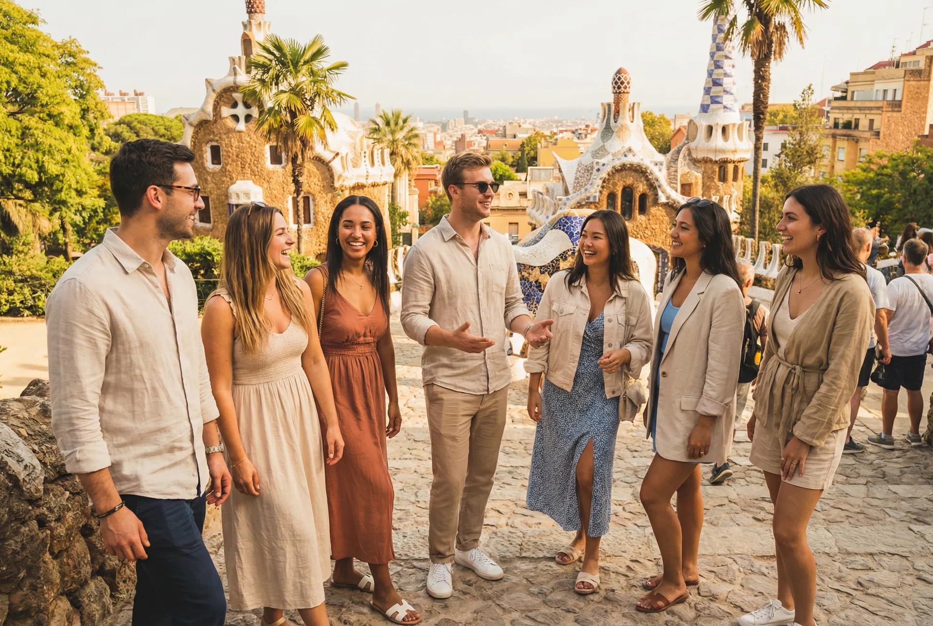 Team exploring Barcelona