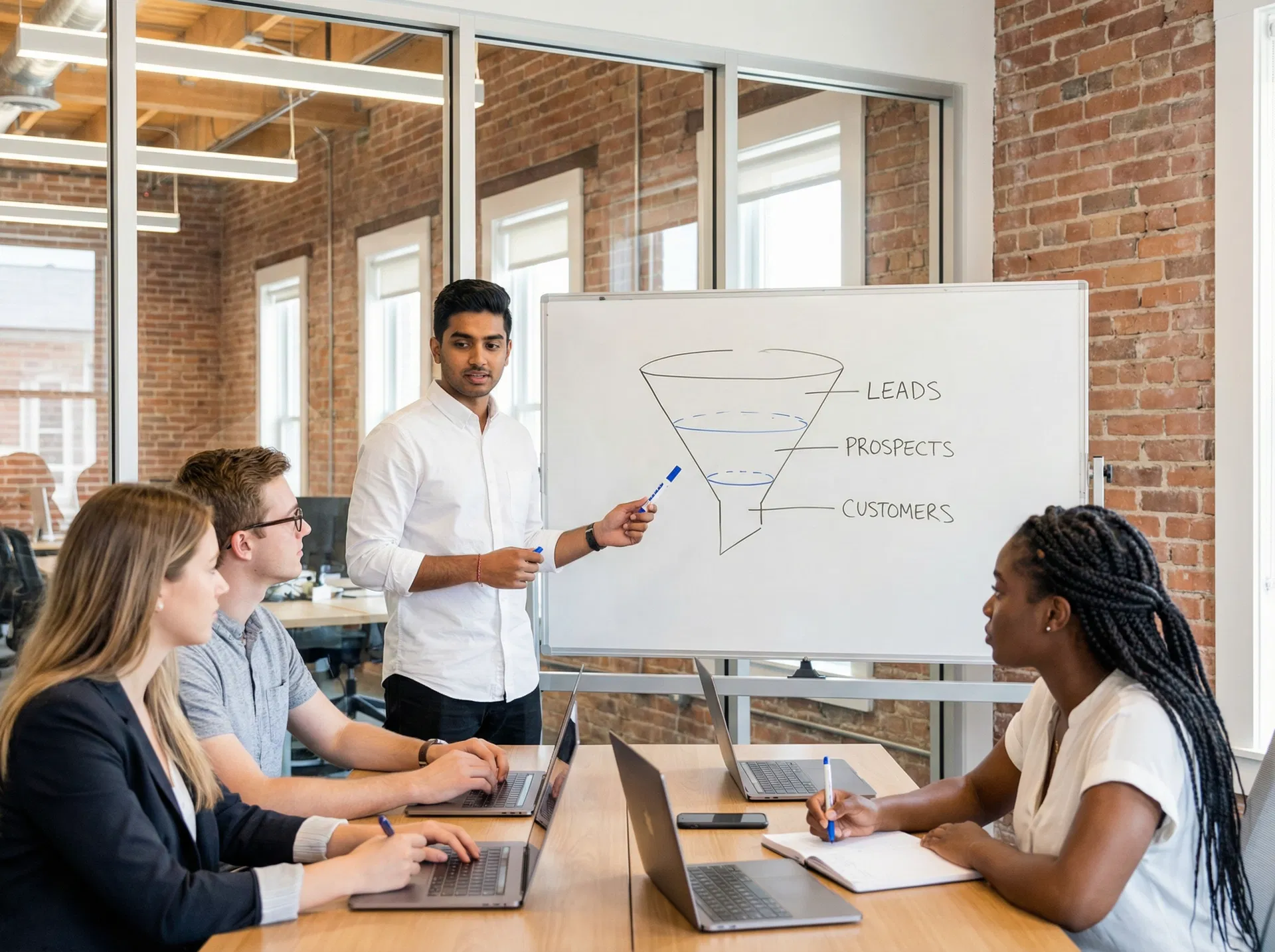 Coaching session with whiteboard