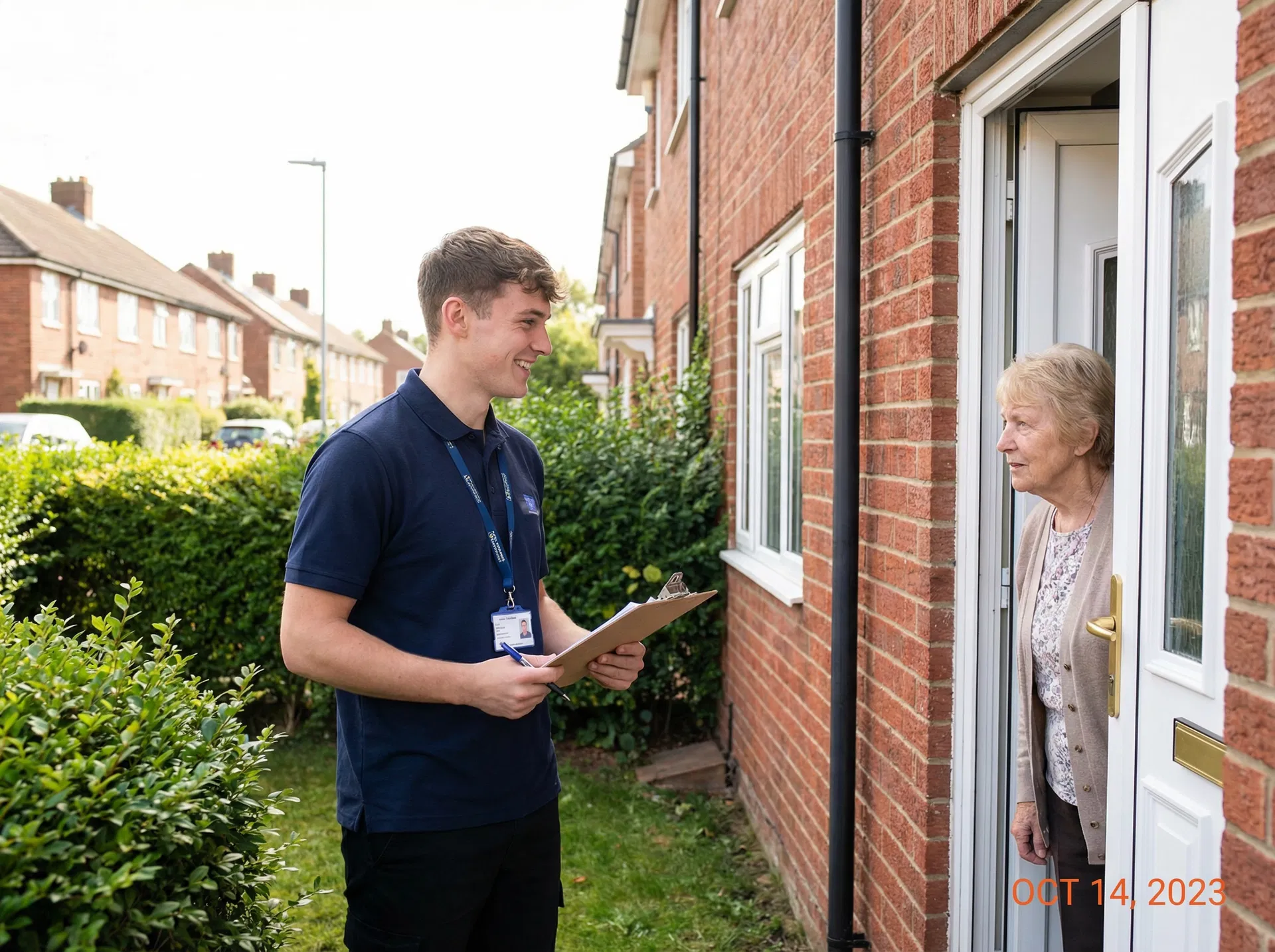 Brand ambassador at a doorstep