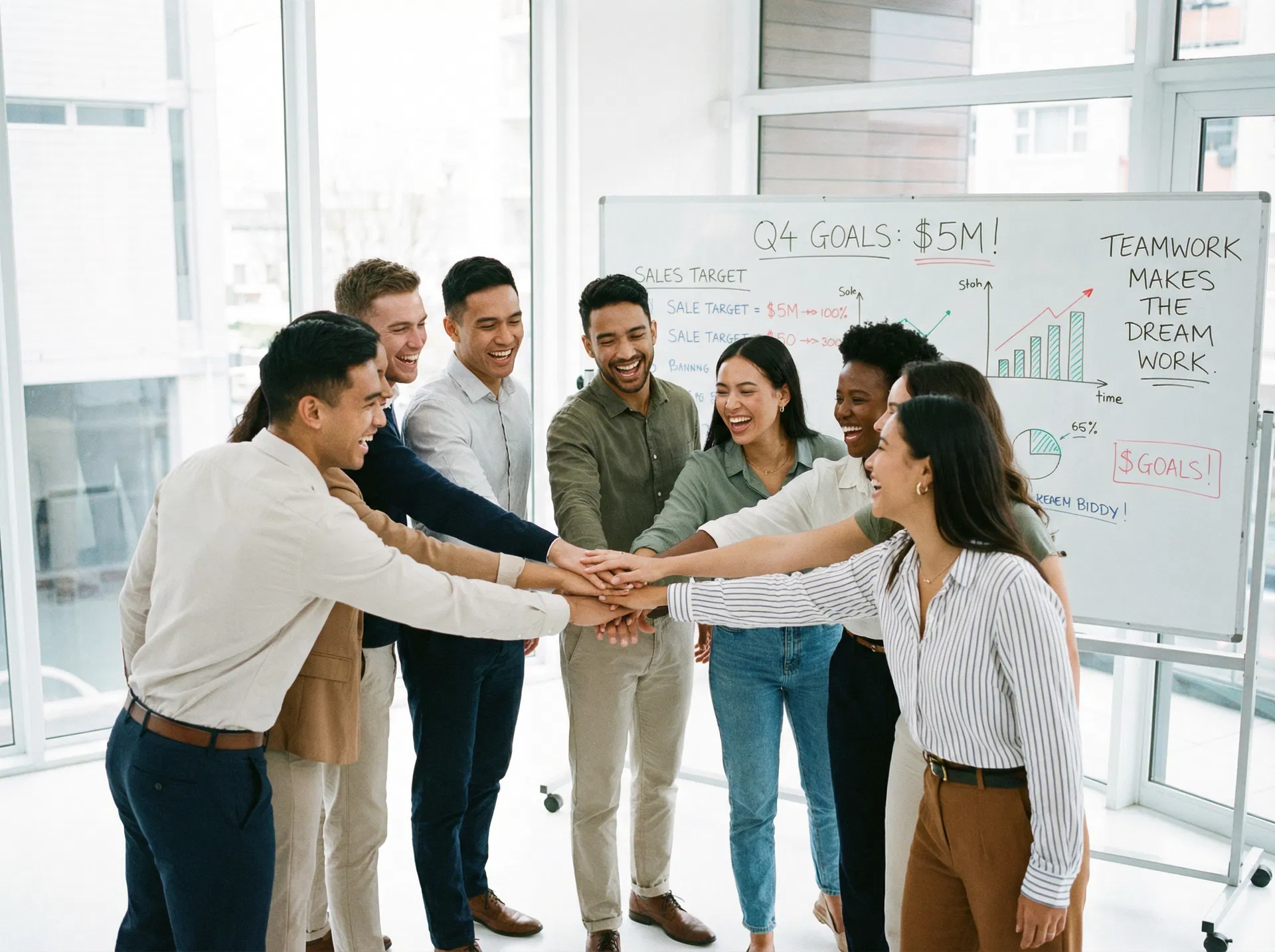 Team huddle in the office