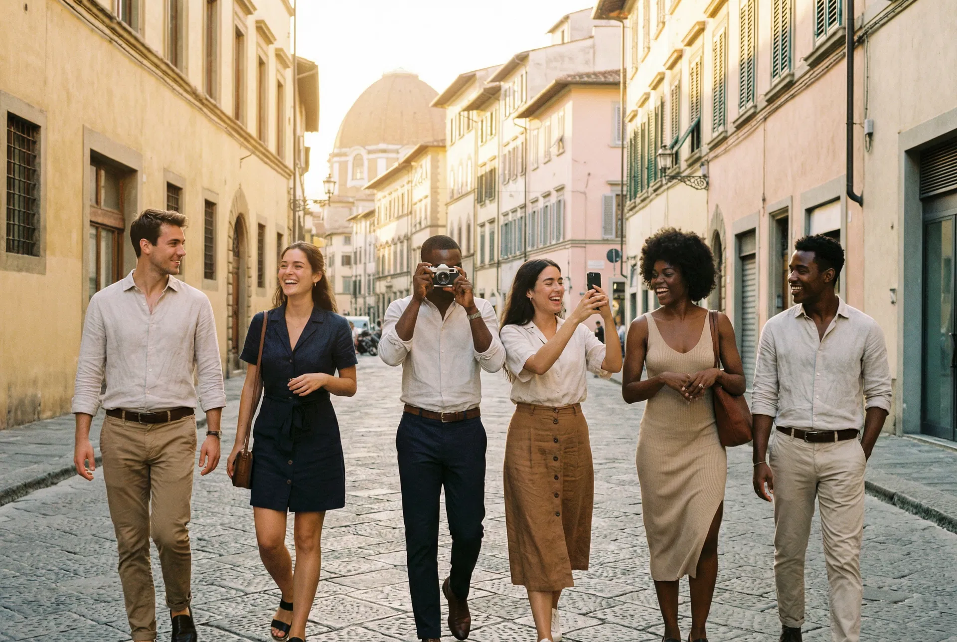 Team sightseeing in Europe