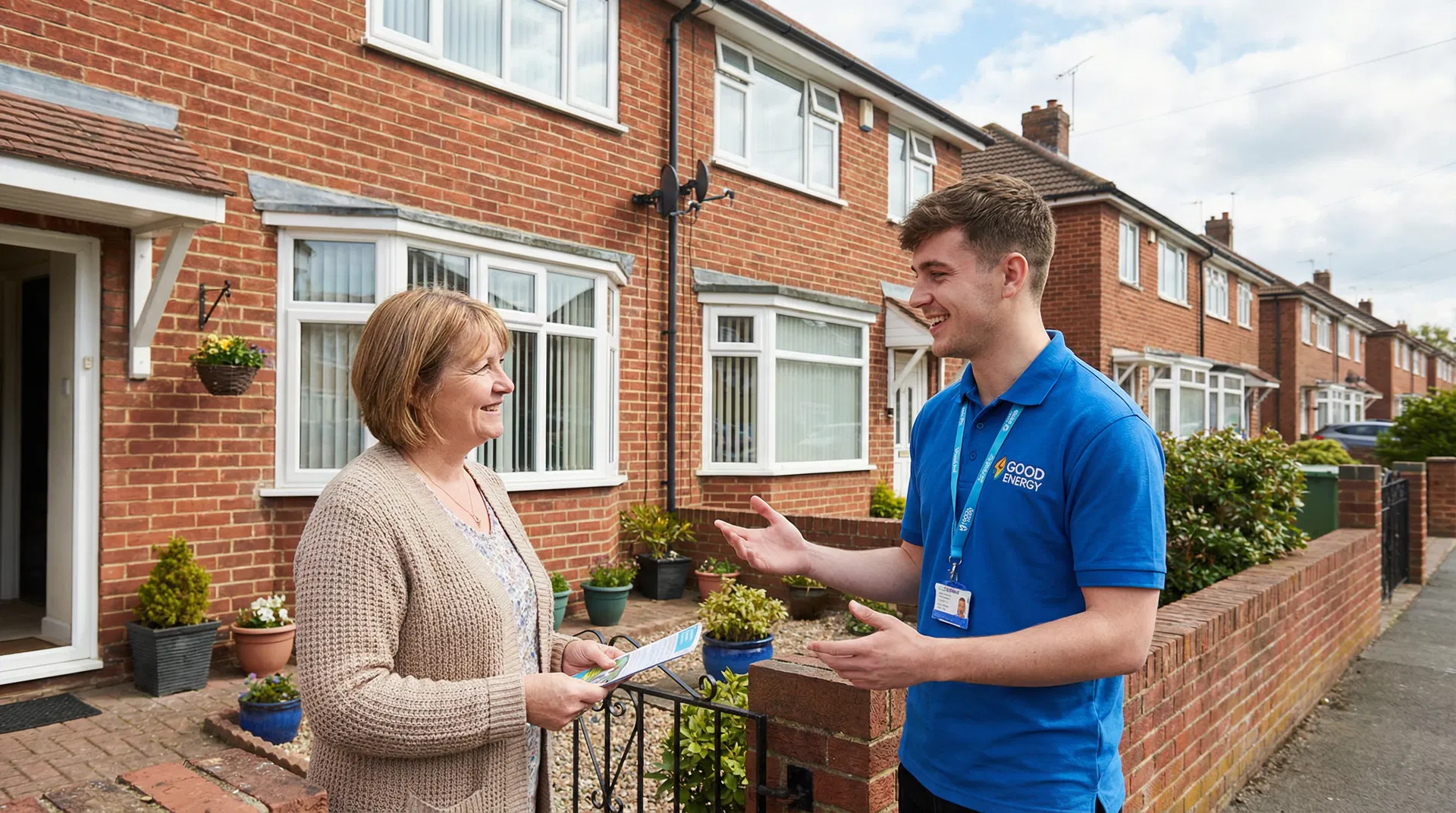 Brand Ambassador chatting with homeowner at doorstep