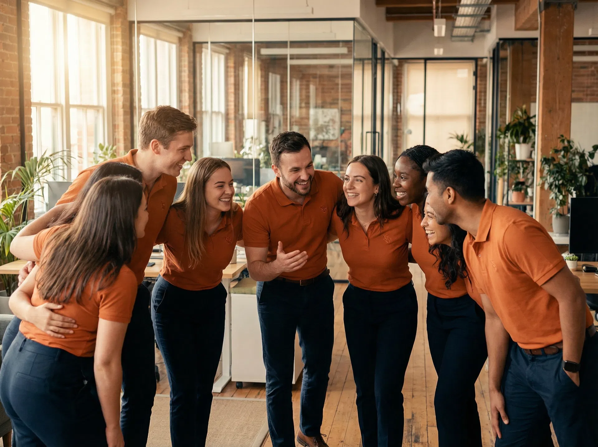 Team huddle in the office